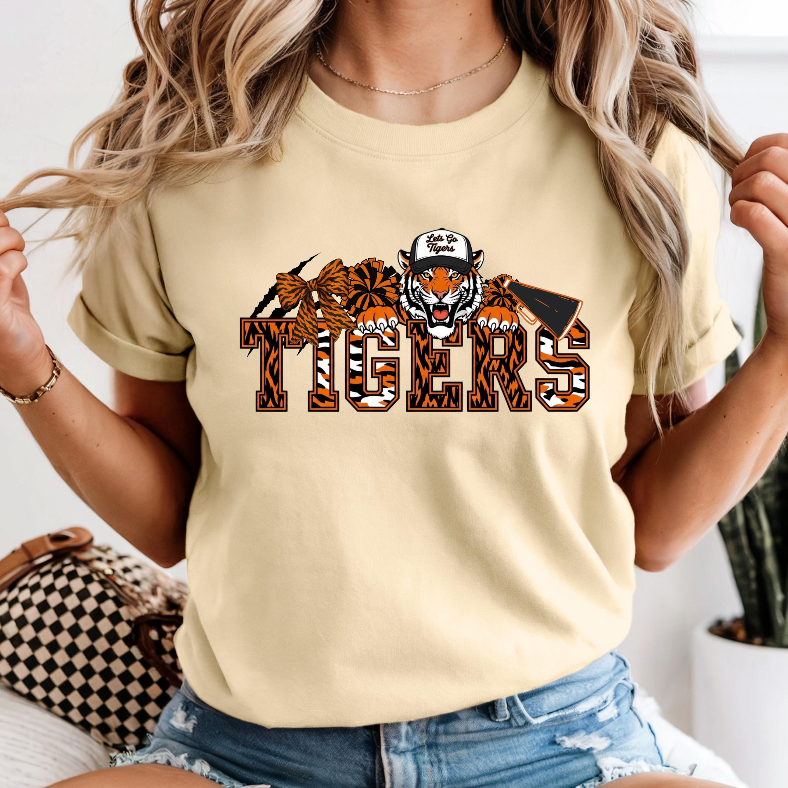 Tigers Cheer Shirt Coquette Bow PNG Download