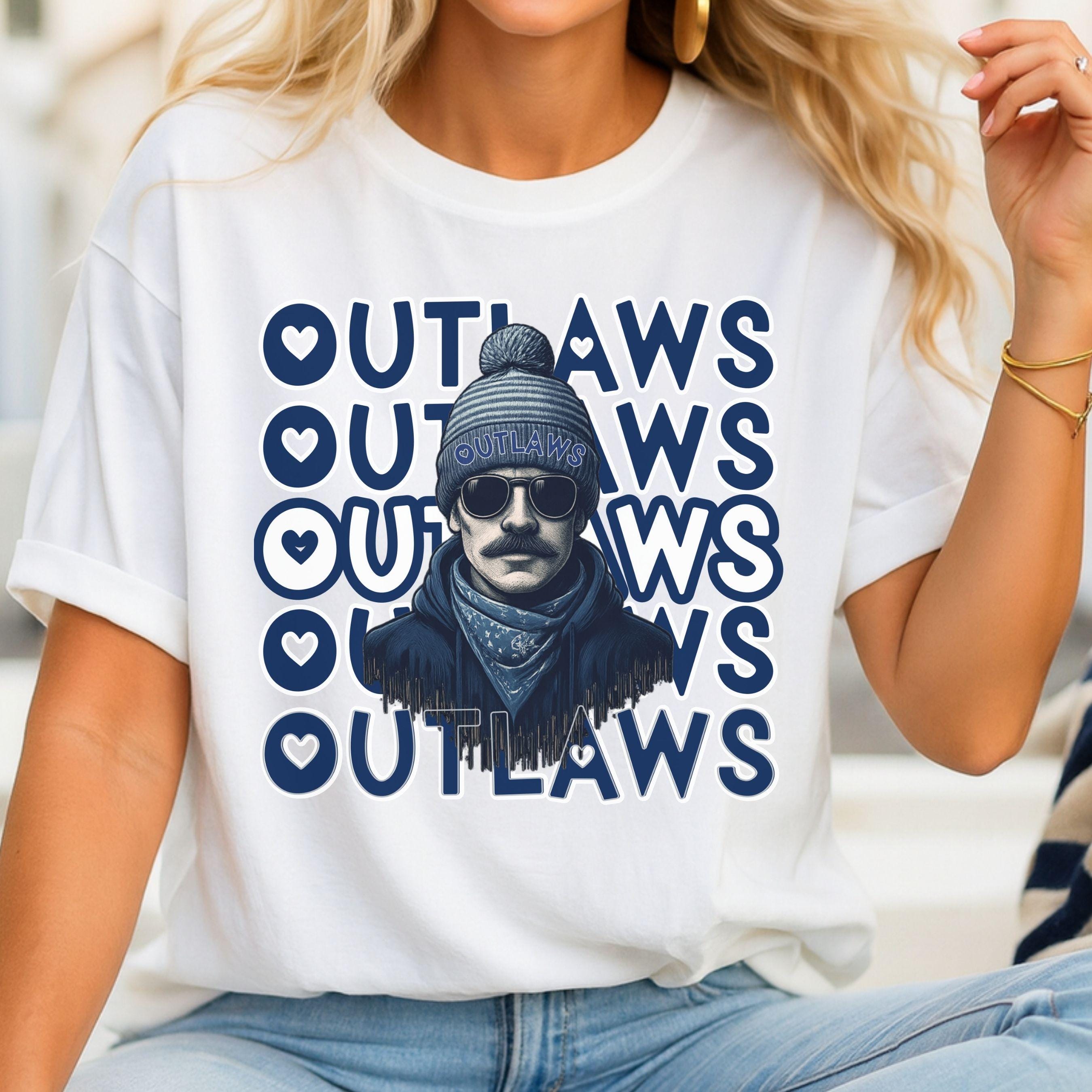 Cool Gray & Blue Outlaws Repeat Theme Game Day PNG