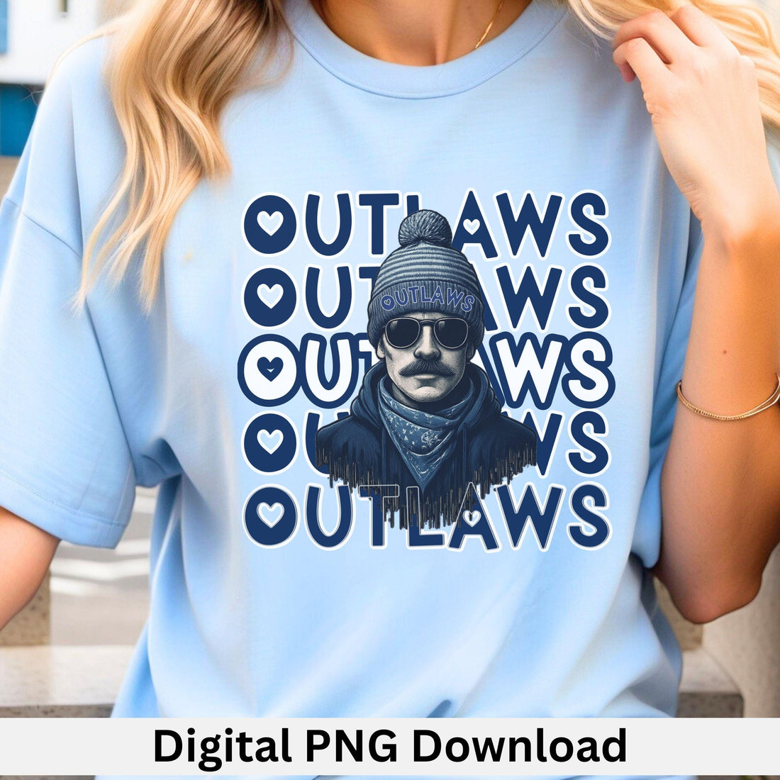 Cool Gray & Blue Outlaws Repeat Theme Game Day PNG