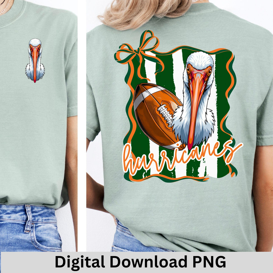 Hurricanes Coquette Bow Football PNG Stripe Design