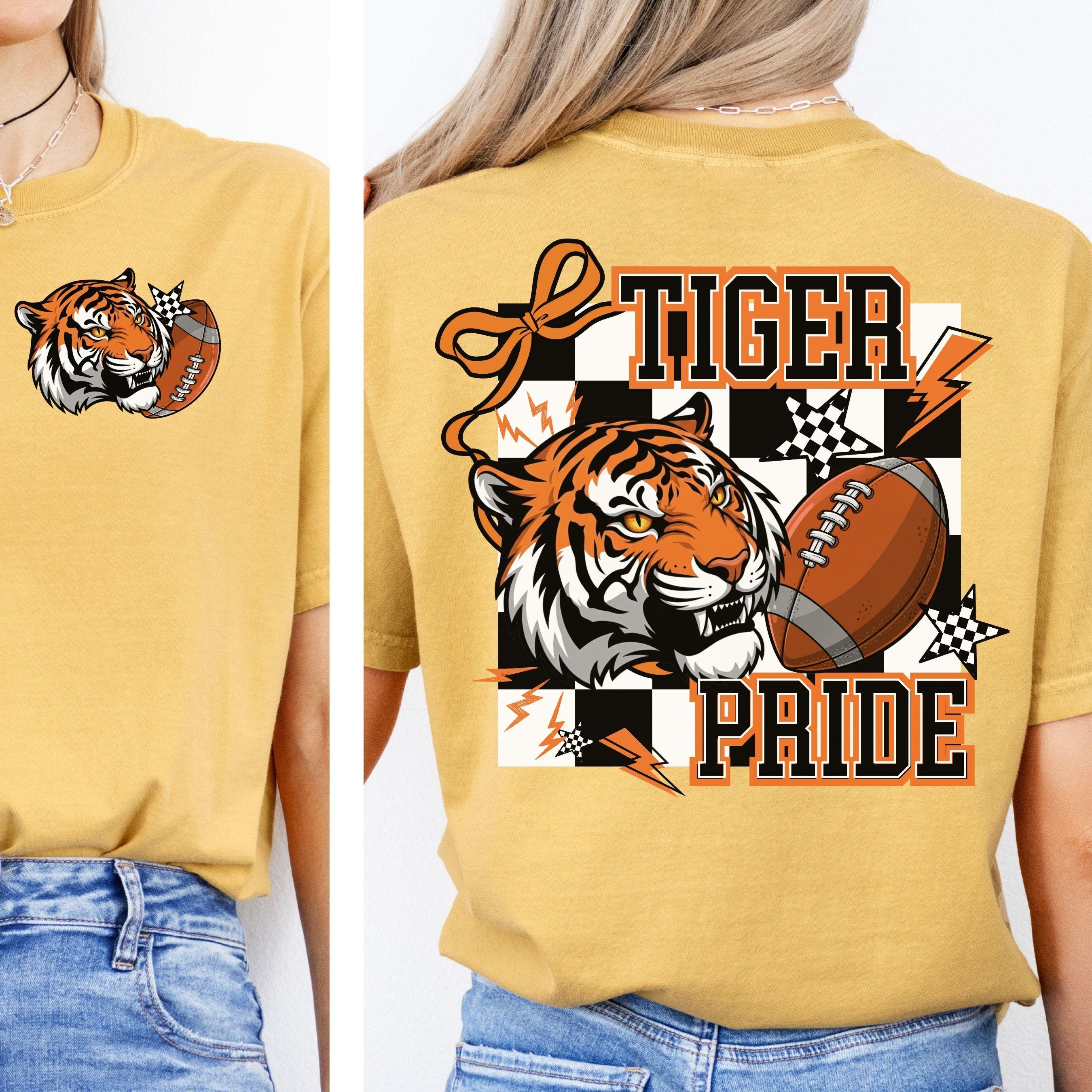 Tigers Coquette Football PNG Trendy Checker Design