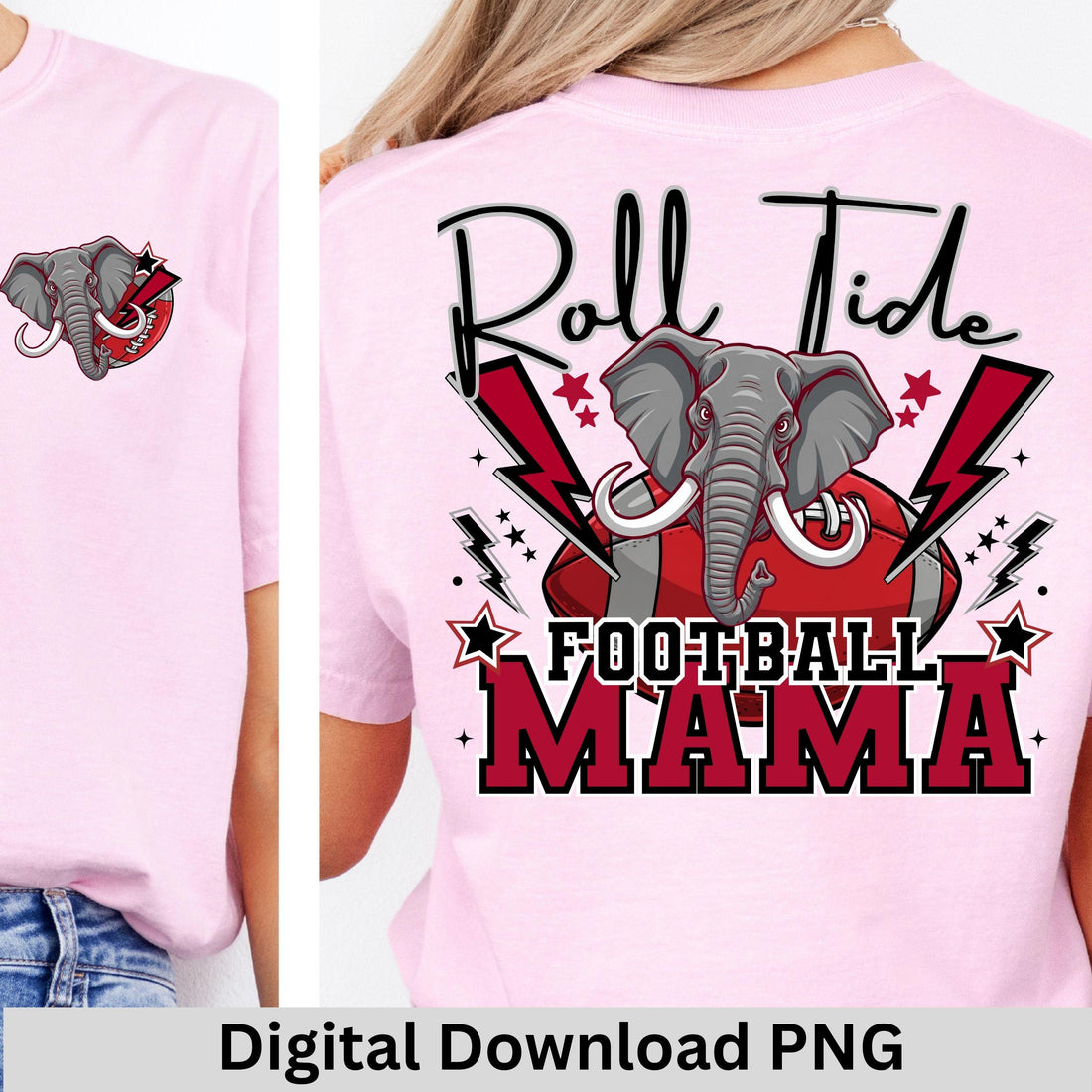 Roll Tide Lightning Football Mama PNG
