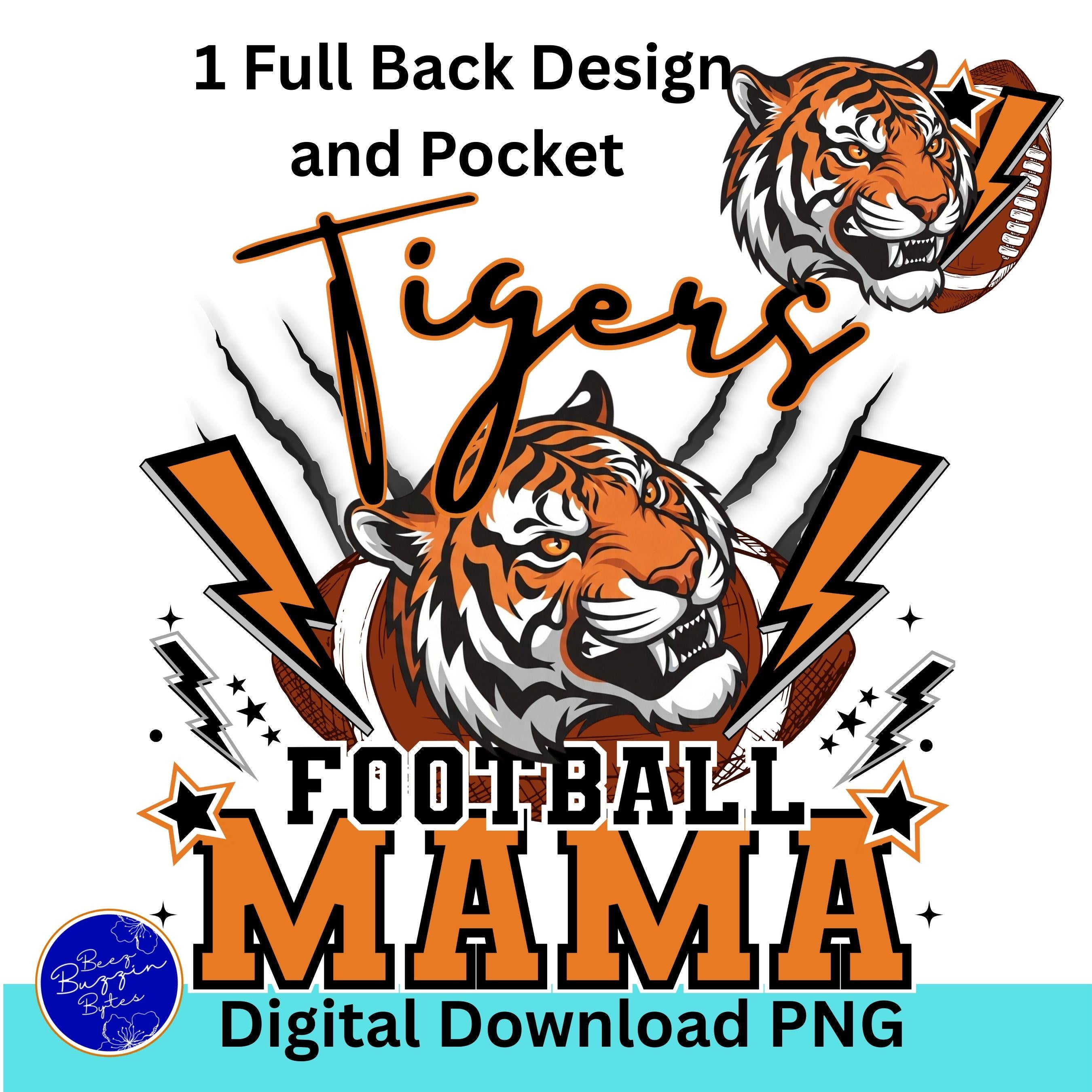 Tigers Lightning Football Mama PNG