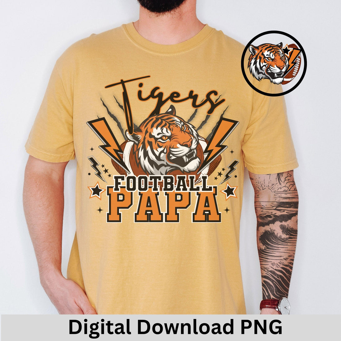 Tigers Lightning Football Papa PNG