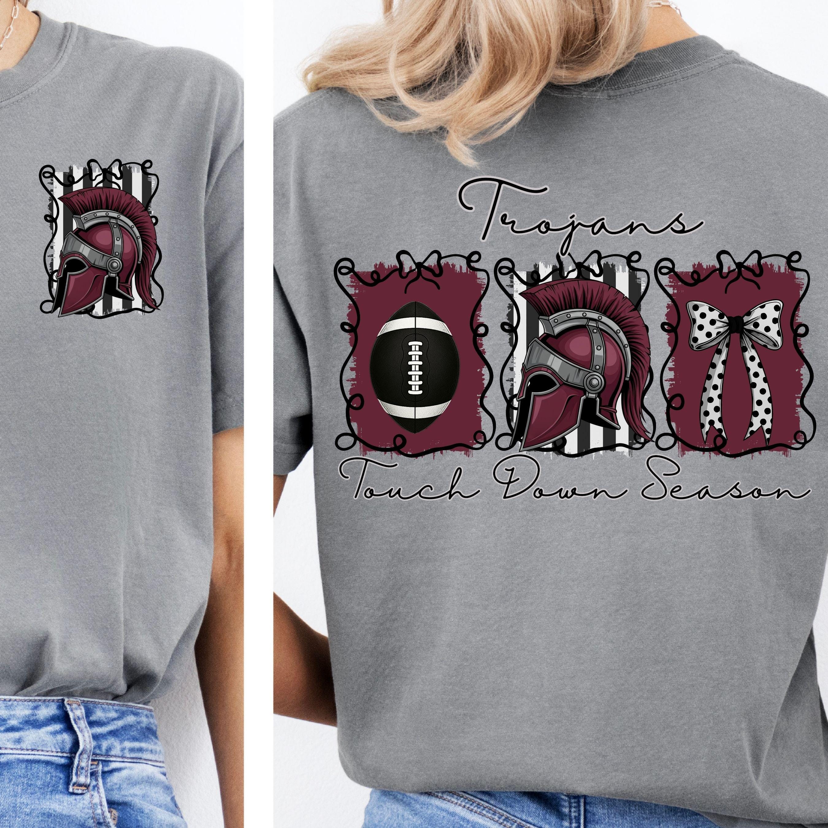 Trojans Coquette Bow Touch Down Season Football PNG