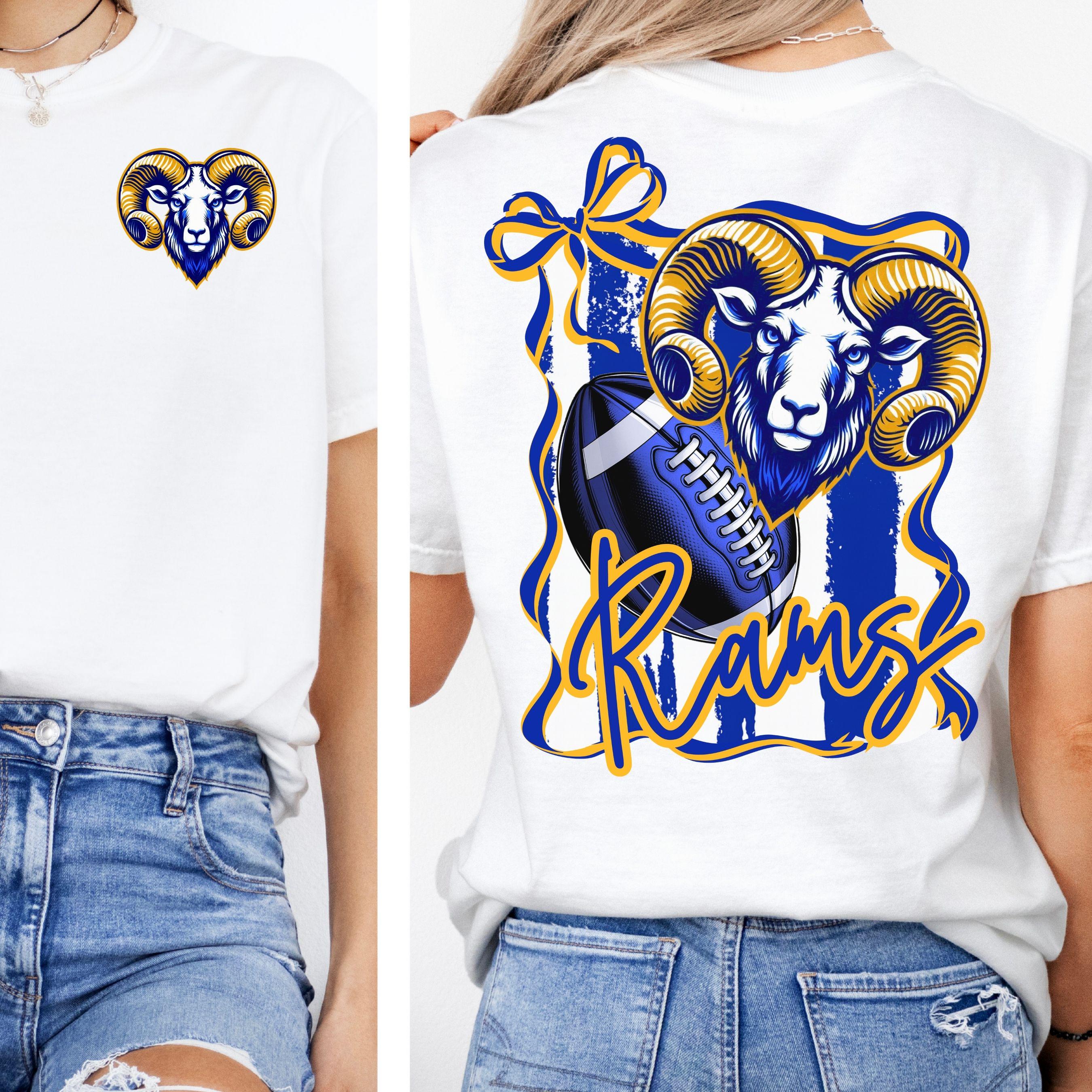 Rams Coquette Bow Stripe Design PNG Blue Gold