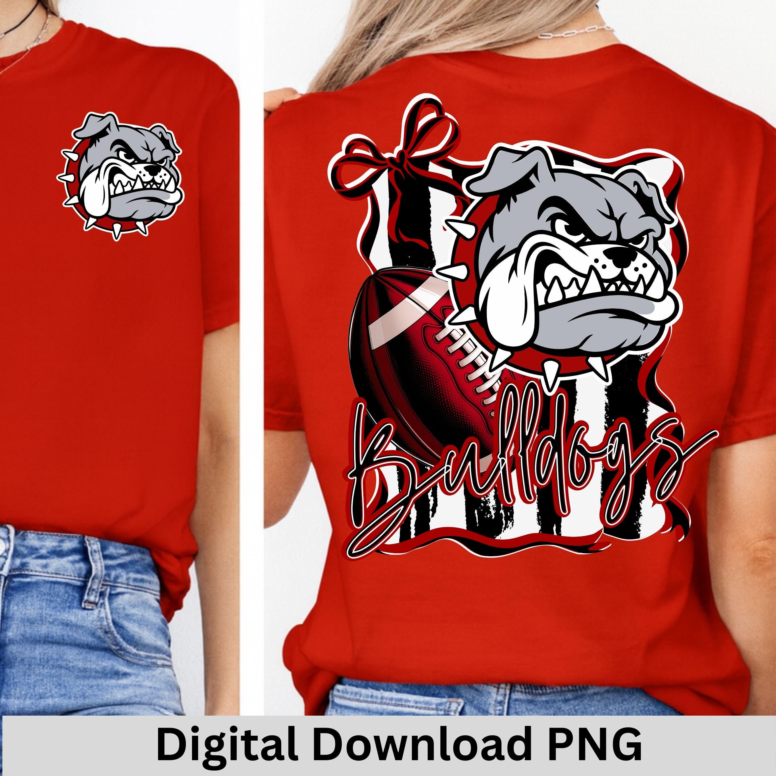 Bulldogs Red Black Coquette Stripe Football PNG