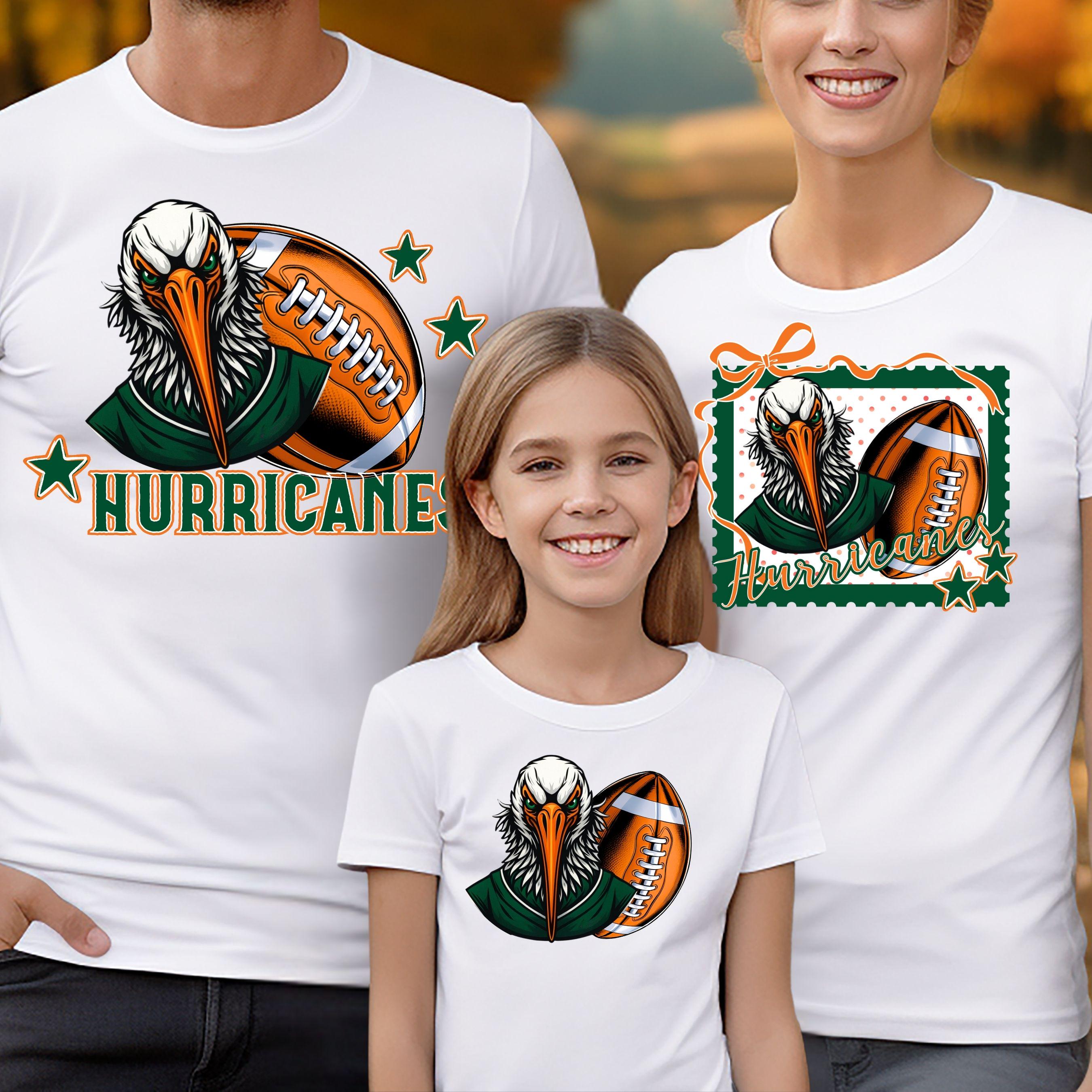 Hurricanes Trendy Stamp Coquette Bow Football PNG Green Orange
