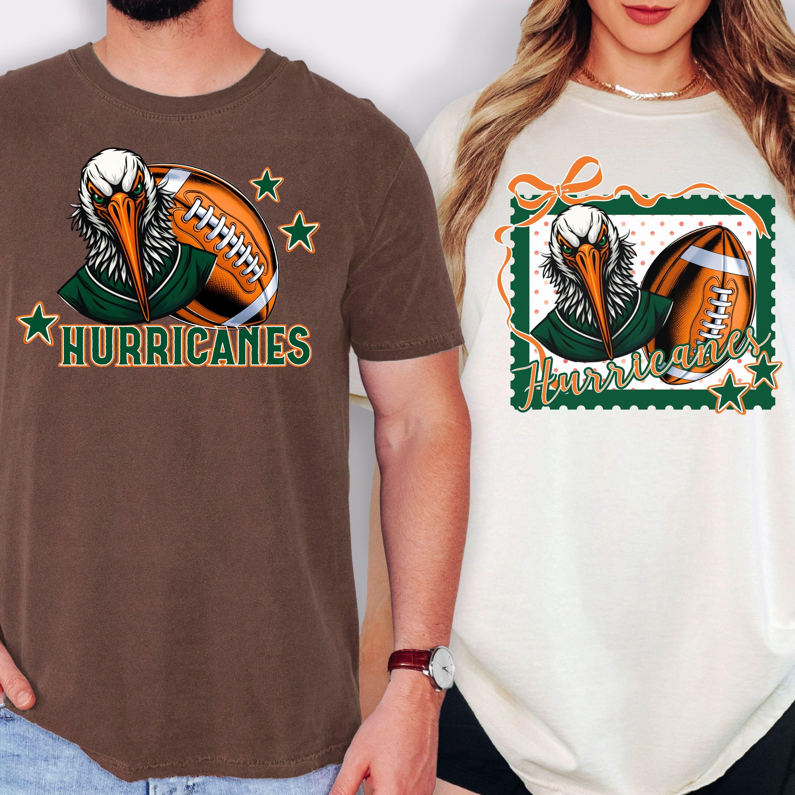 Hurricanes Trendy Stamp Coquette Bow Football PNG Green Orange