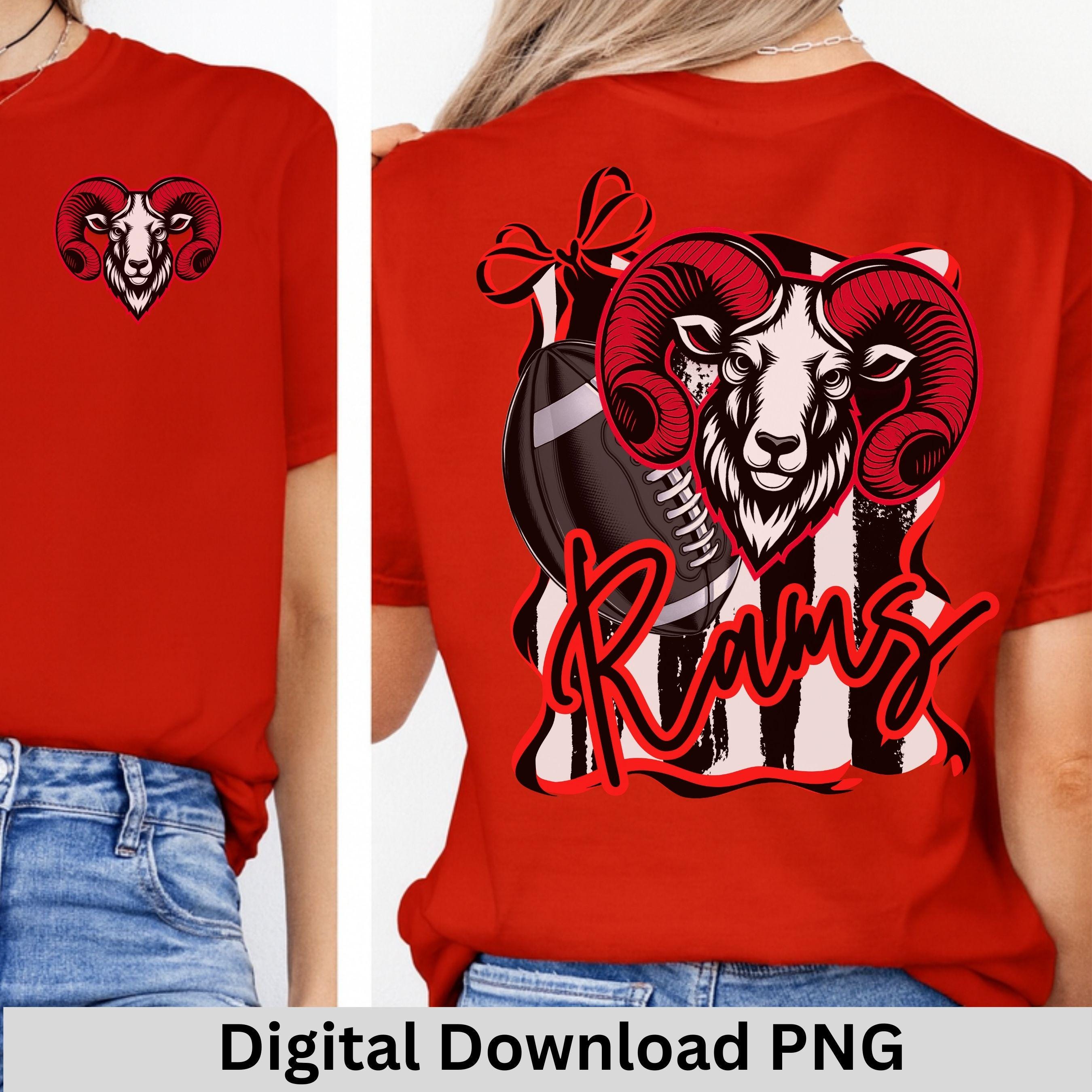 Rams Coquette Bow Stripe Design Football PNG Red Black