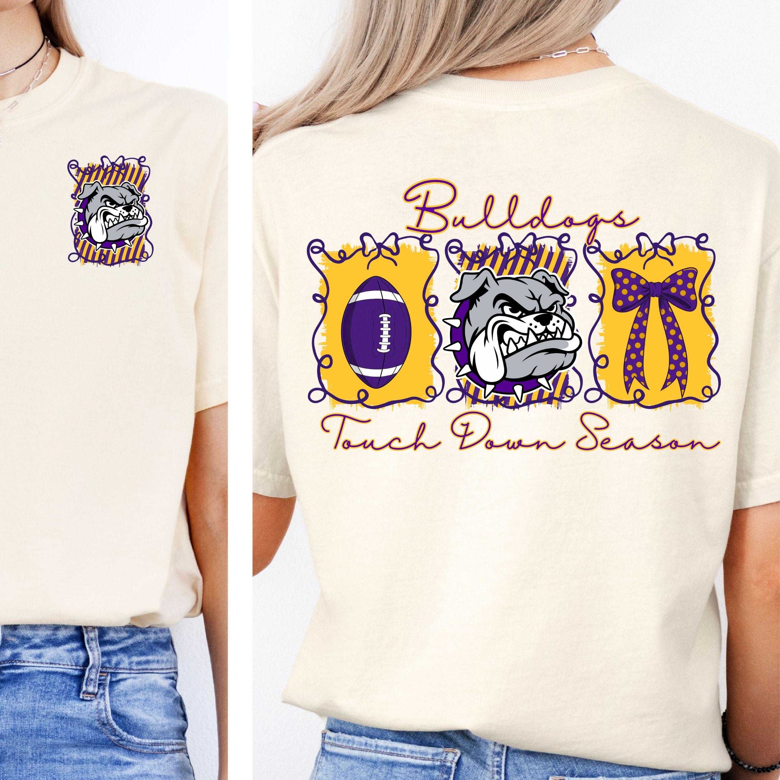 Bulldogs Purple Gold Touch Down Season Football PNG