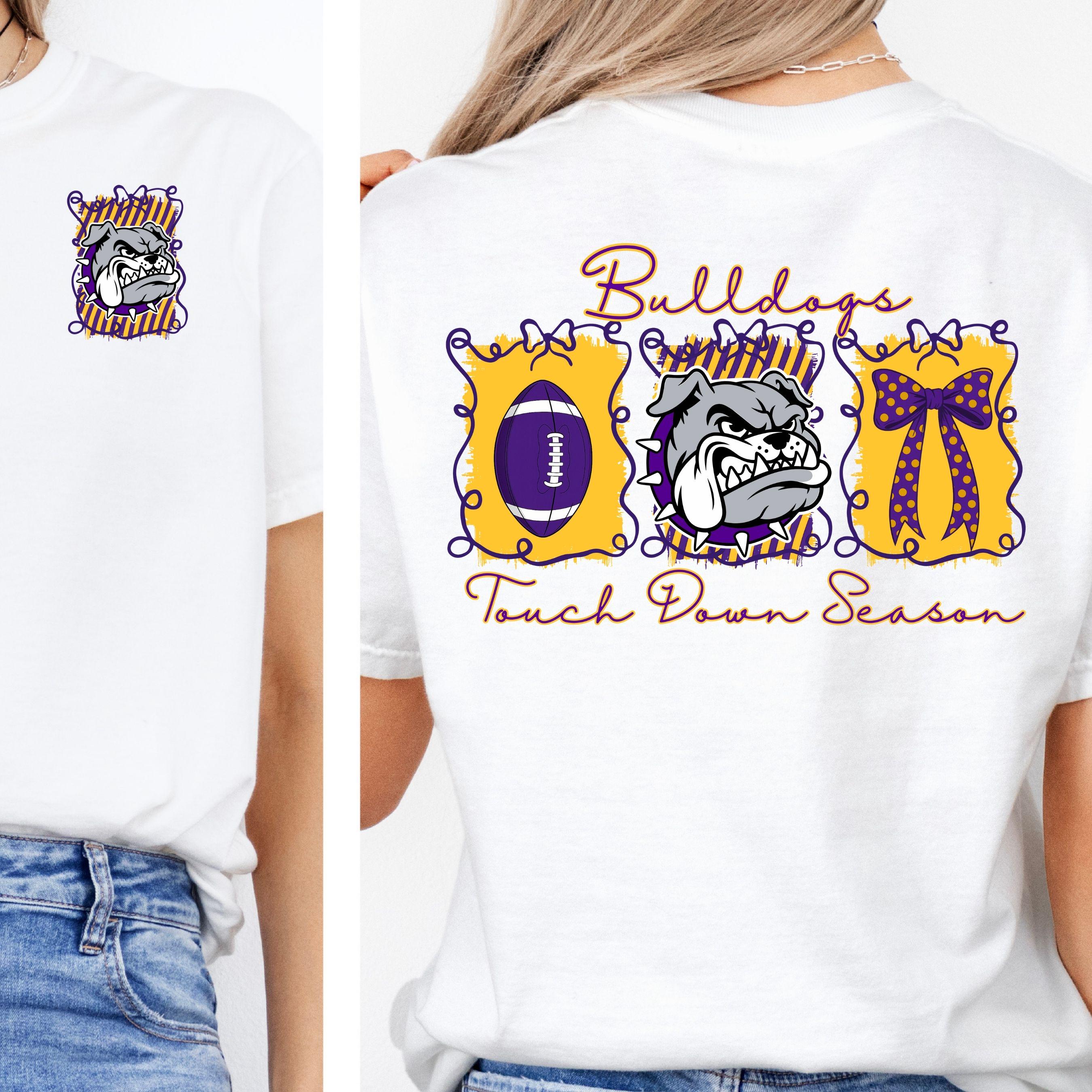 Bulldogs Purple Gold Touch Down Season Football PNG