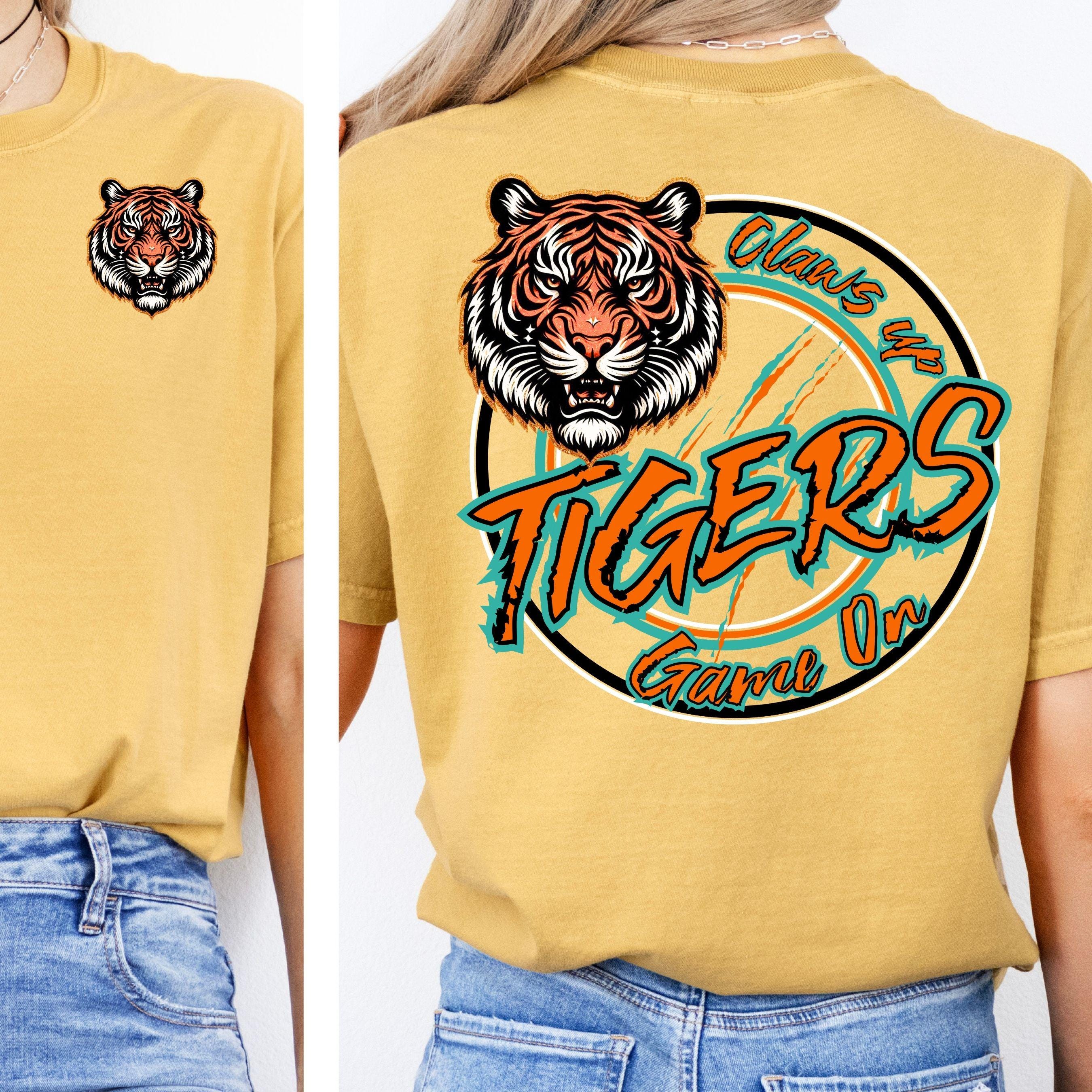 Tigers Claws Up Circle Design PNG Turquoise Orange