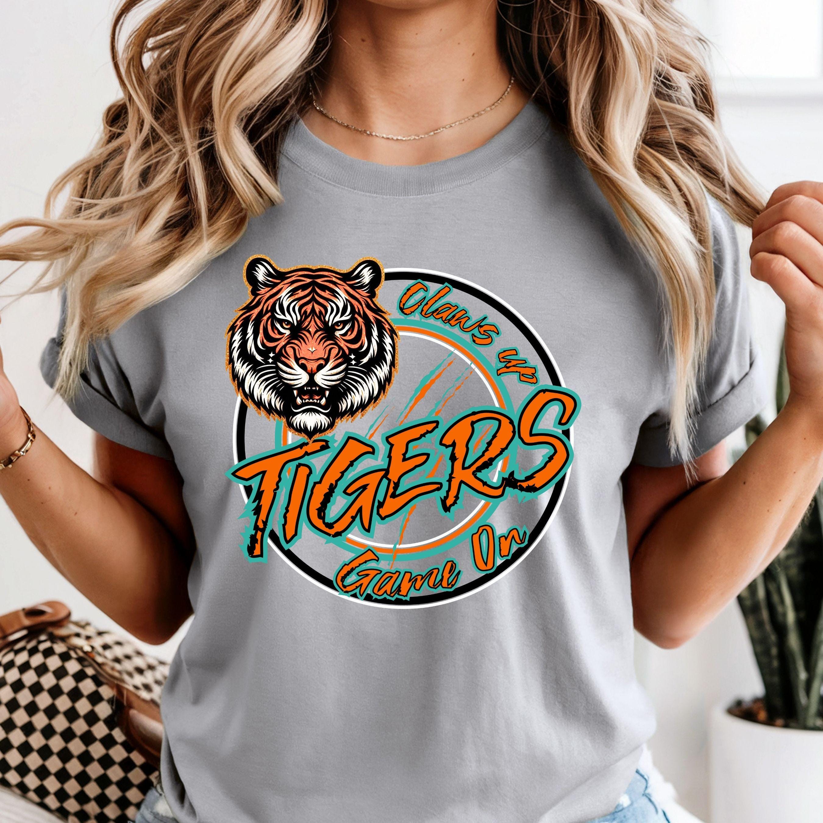 Tigers Claws Up Circle Design PNG Turquoise Orange