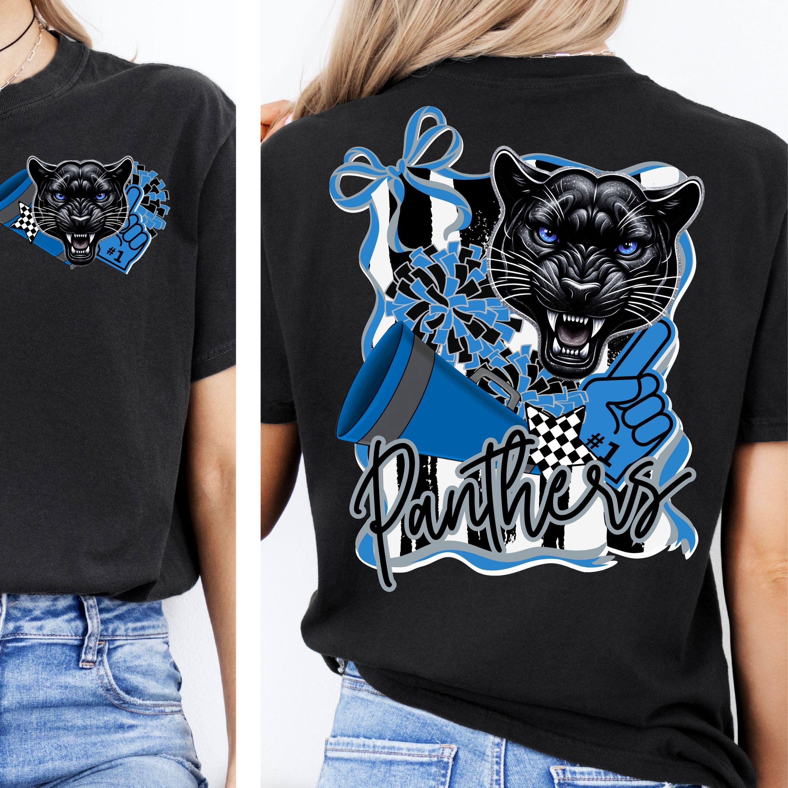 Panthers Cheer Coquette Bow Stripe Design PNG