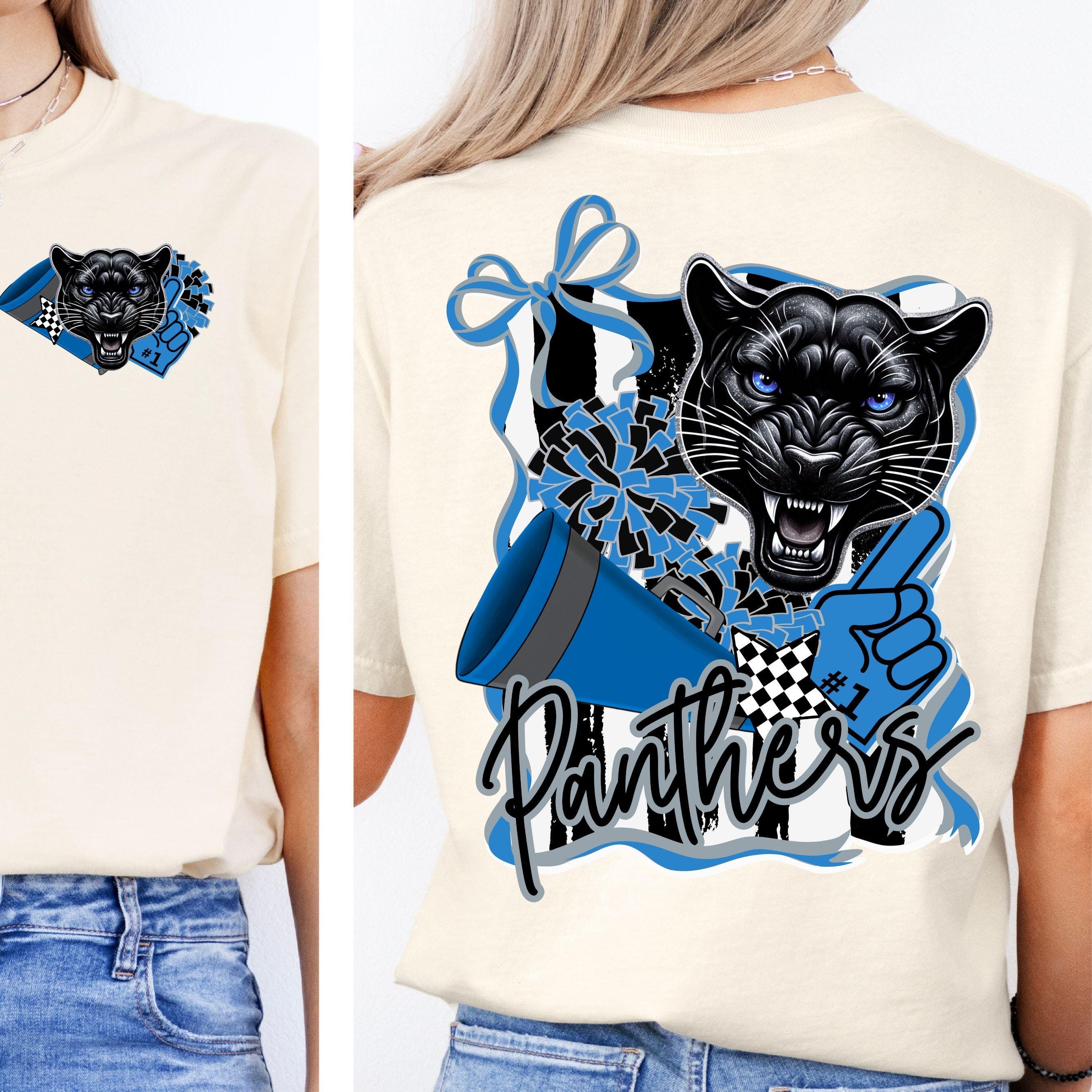 Panthers Cheer Coquette Bow Stripe Design PNG