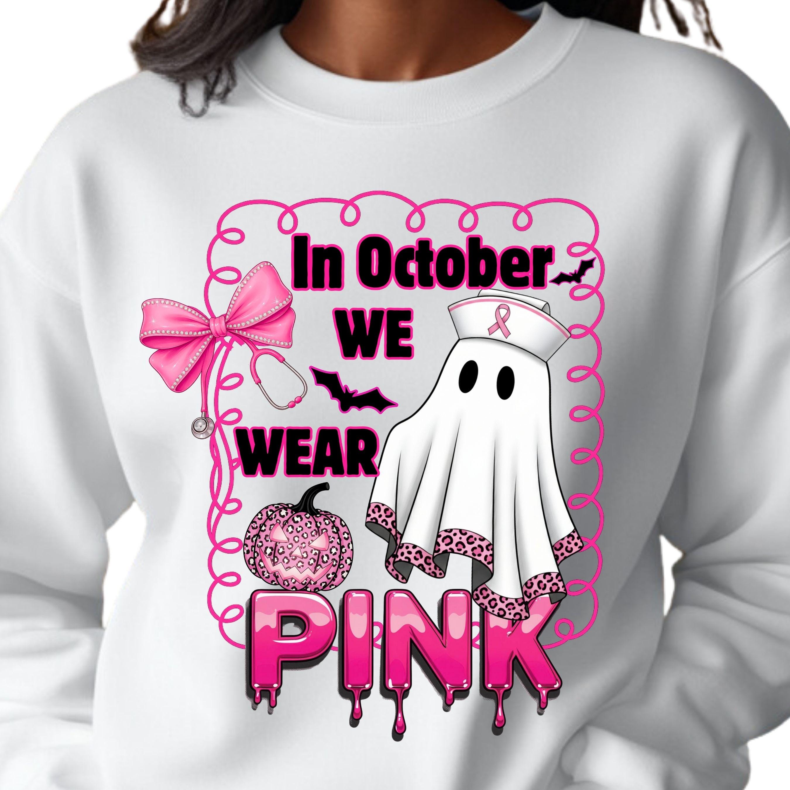 Pink Ghost Nurse Pink Ribbon Awareness PNG