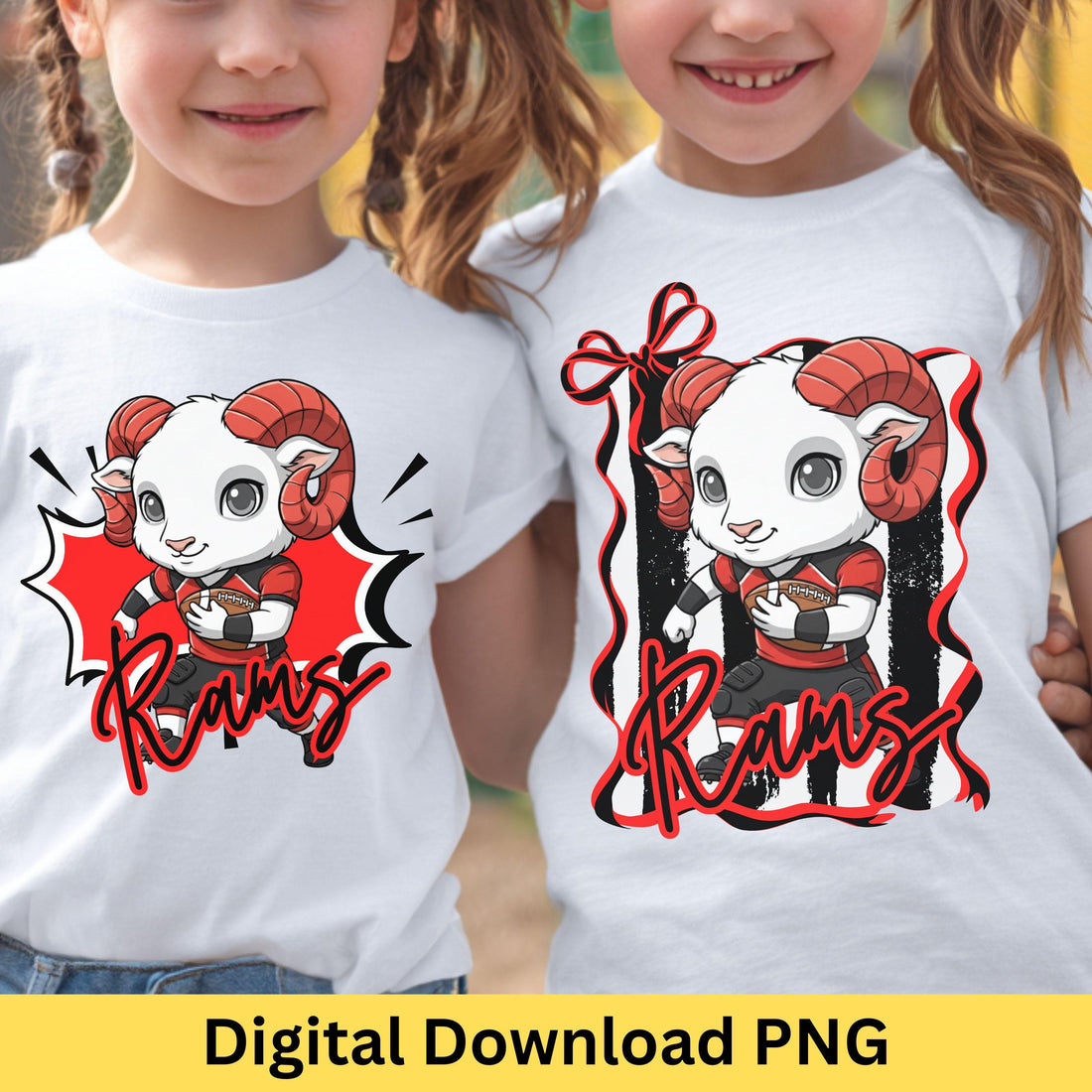 Rams Kids Matching Red & Black PNG Bundle