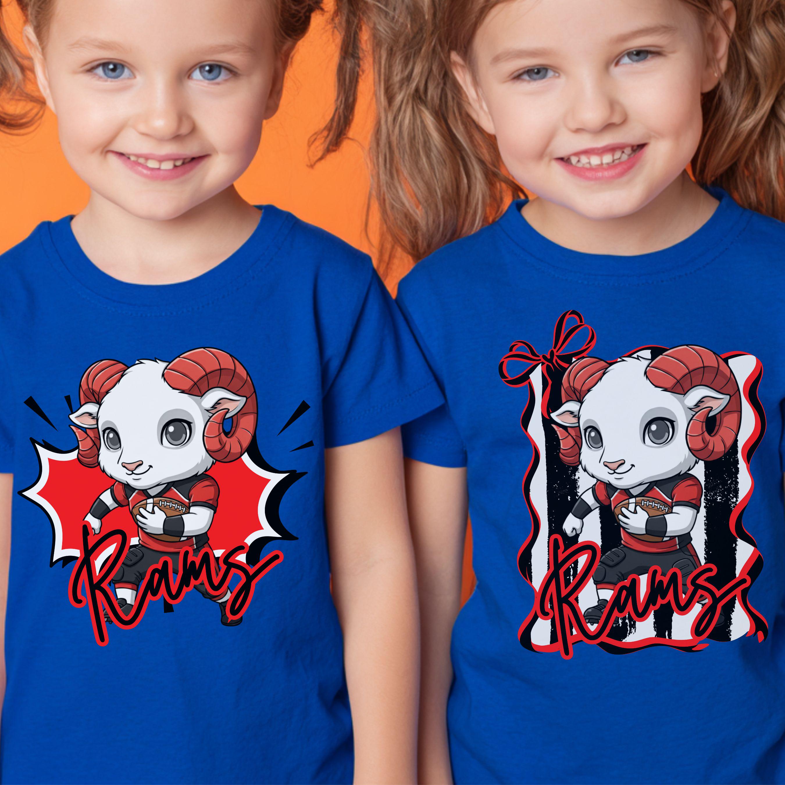 Rams Kids Matching Red & Black PNG Bundle