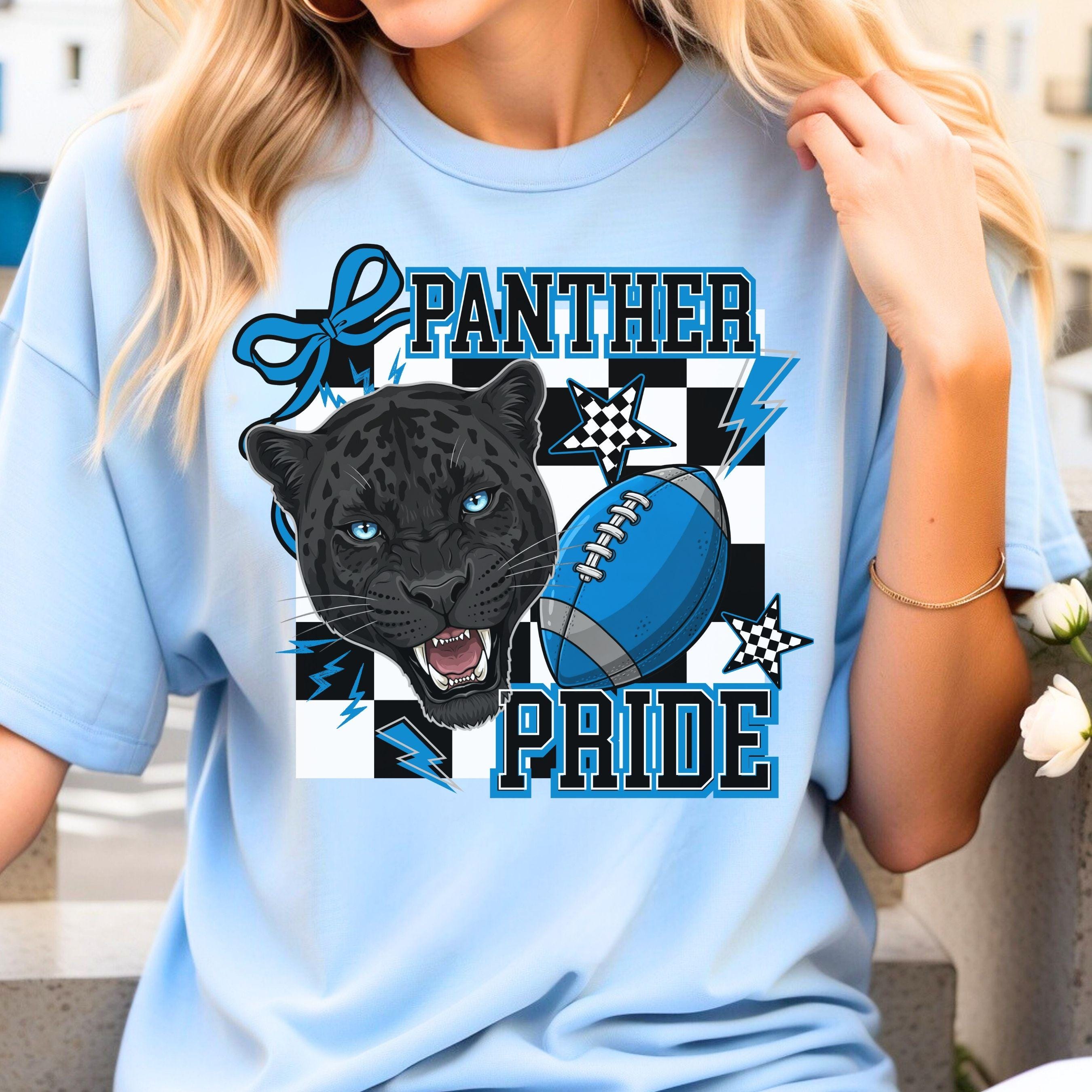 Panthers Coquette Checker Patter Football PNG