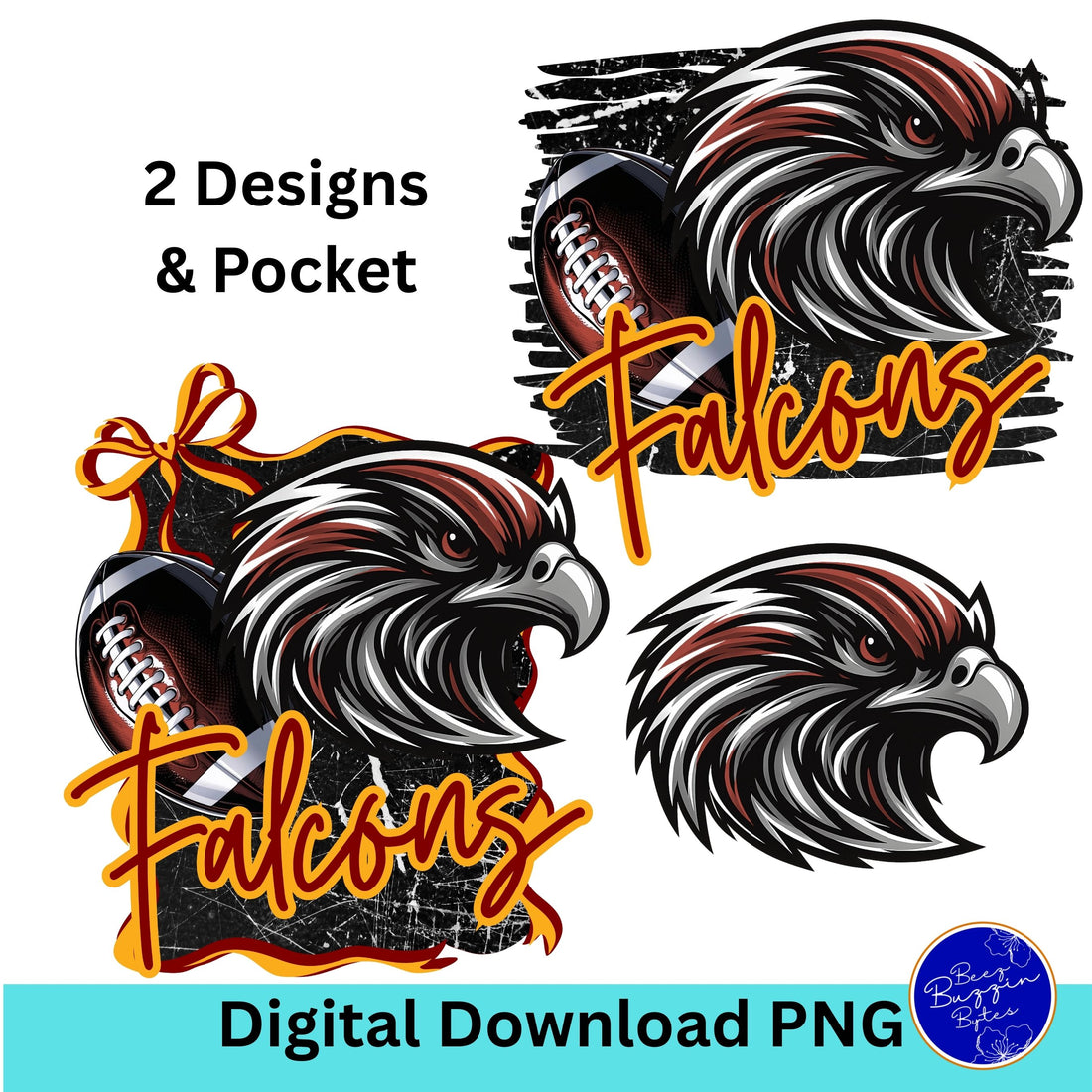 Falcons Maroon Gold Match Set 2pc Game Day PNG