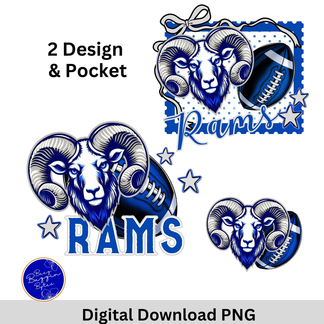 Rams Coquette Stamp Matching Design PNG Blue Gray