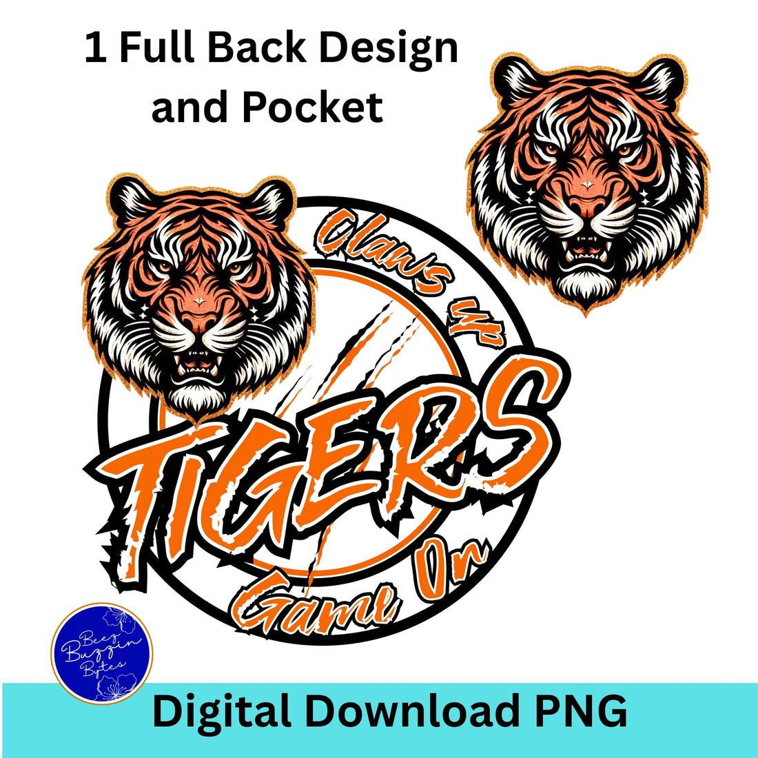 Tigers Claws Up Football Circle PNG Black Orange