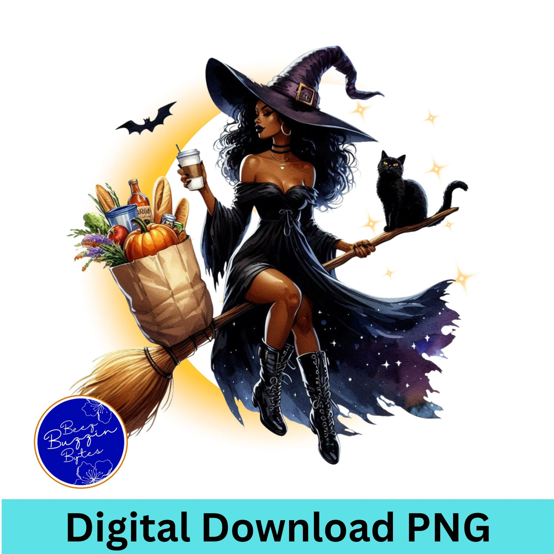 Melanin Witch Halloween Spooky PNG