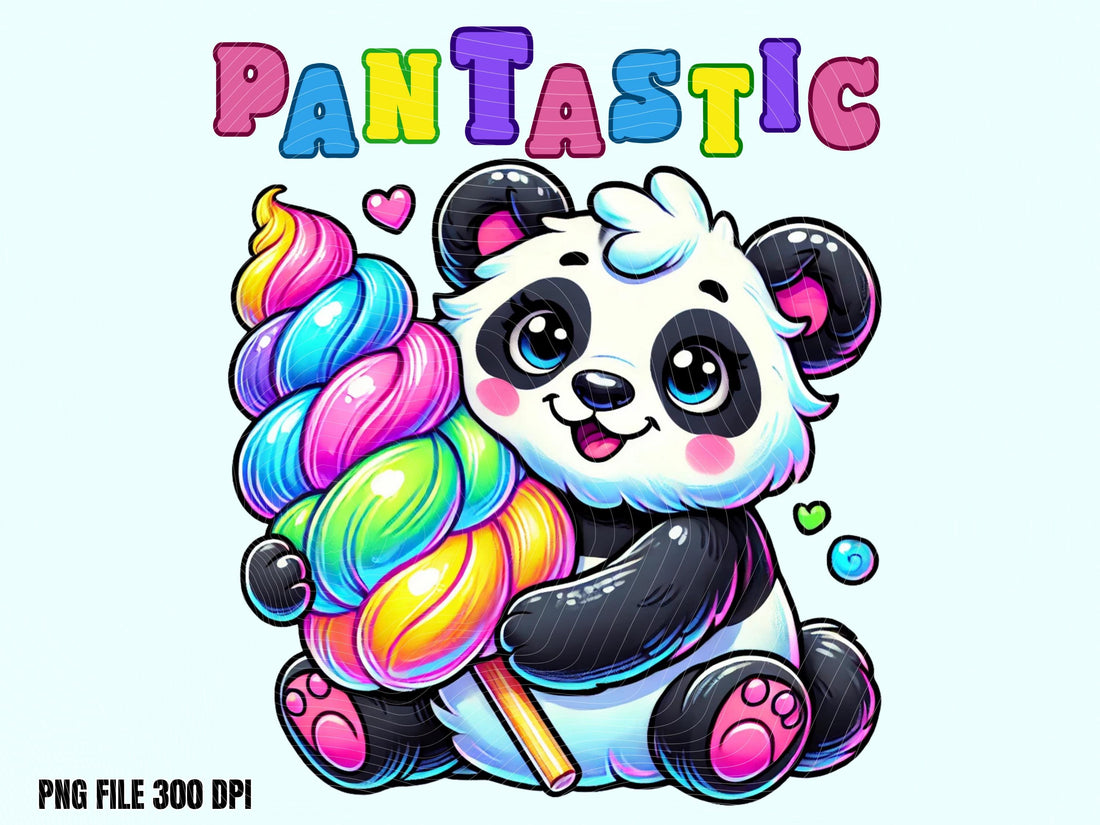 Pantastic Rainbow Cotton Candy Panda PNG