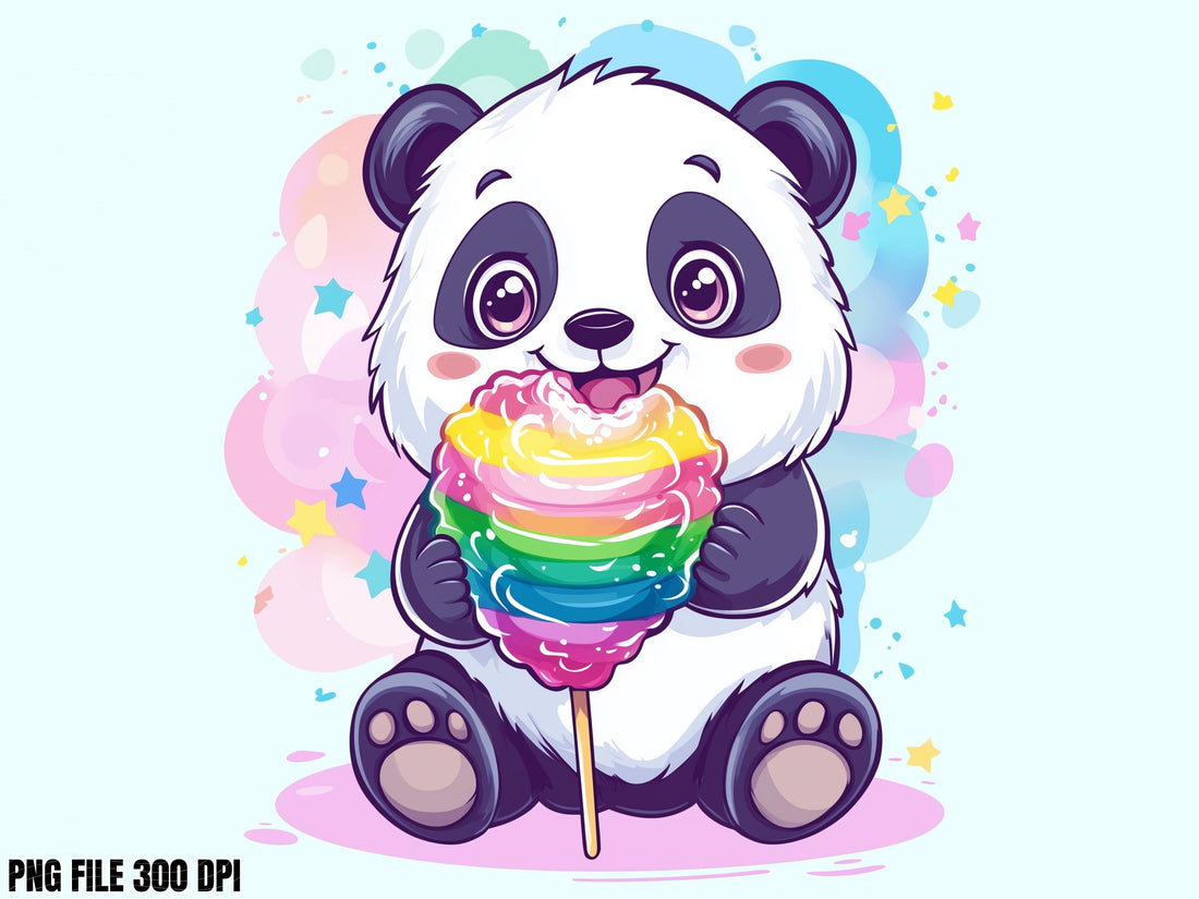Panda Cotton Candy Two PNG
