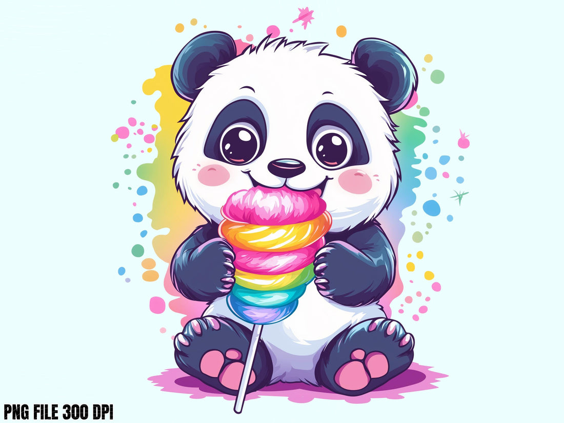 Panda Cotton Candy Two PNG