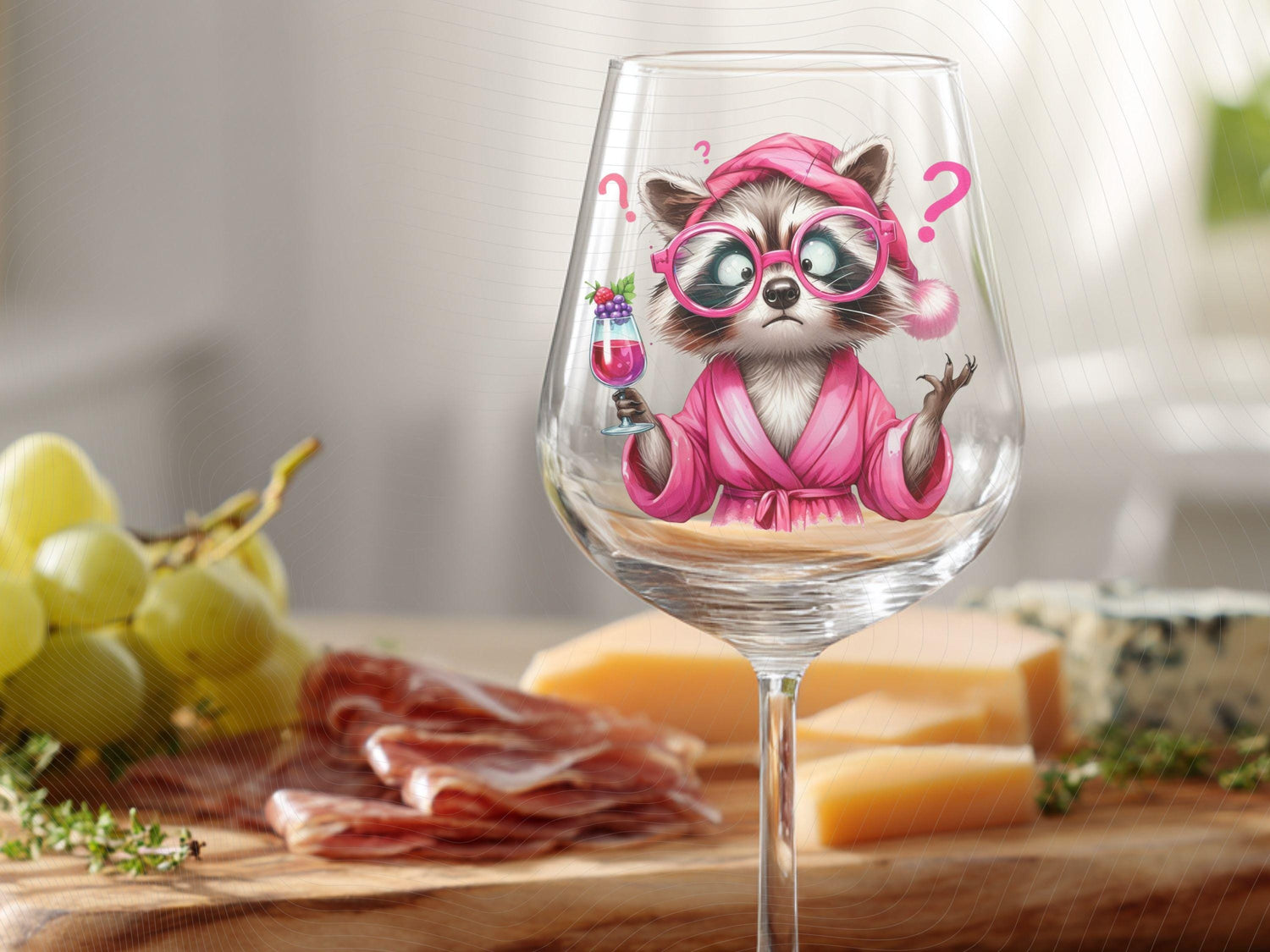 Funny  Wacky Raccoon Wine PNG,