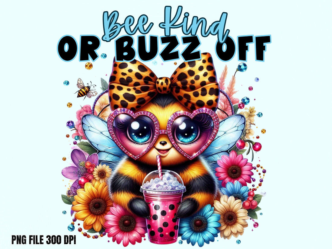 Bee Kind or Buzz Off Cute Honey Bee PNG