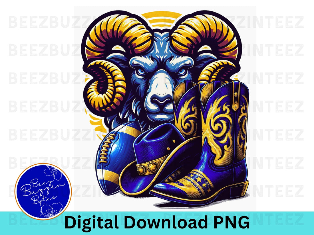 Ram Western Boot, Hat, & Basketball Graphic PNG
