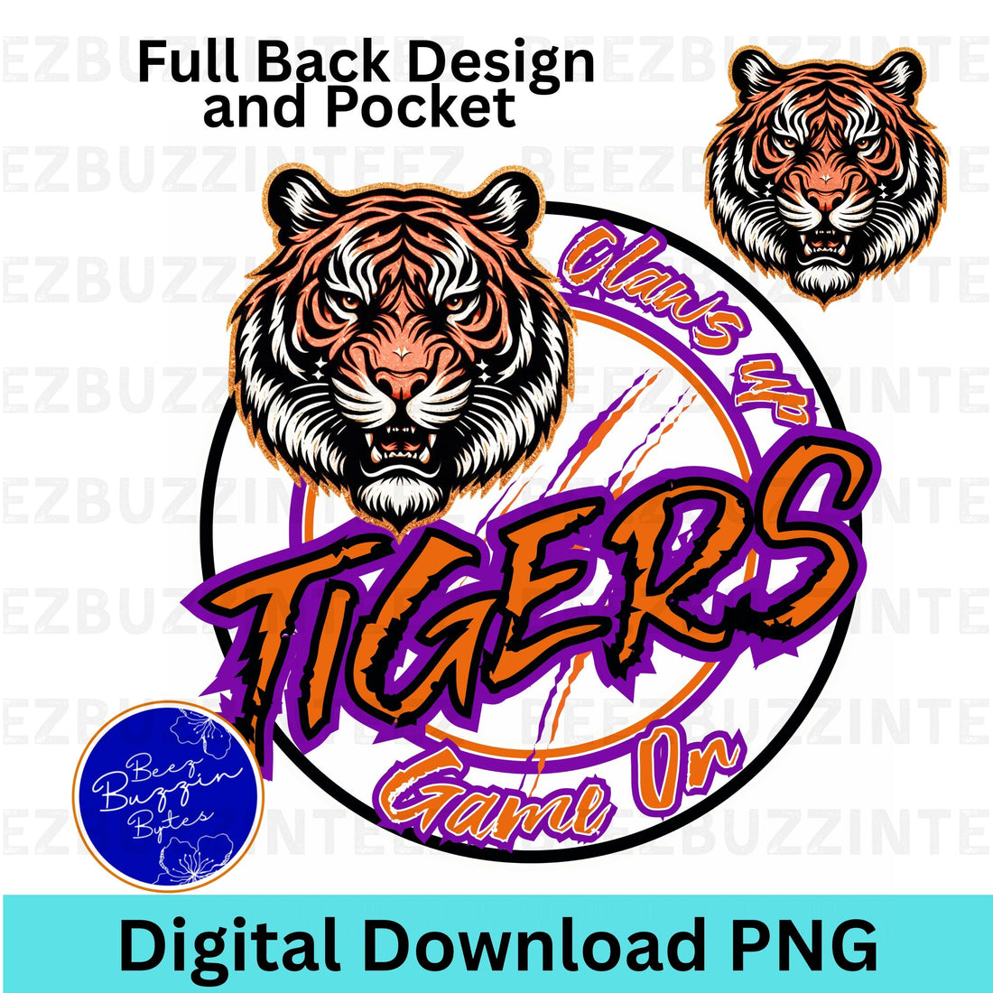 Tigers Claws Up Purple Circle Design PNG