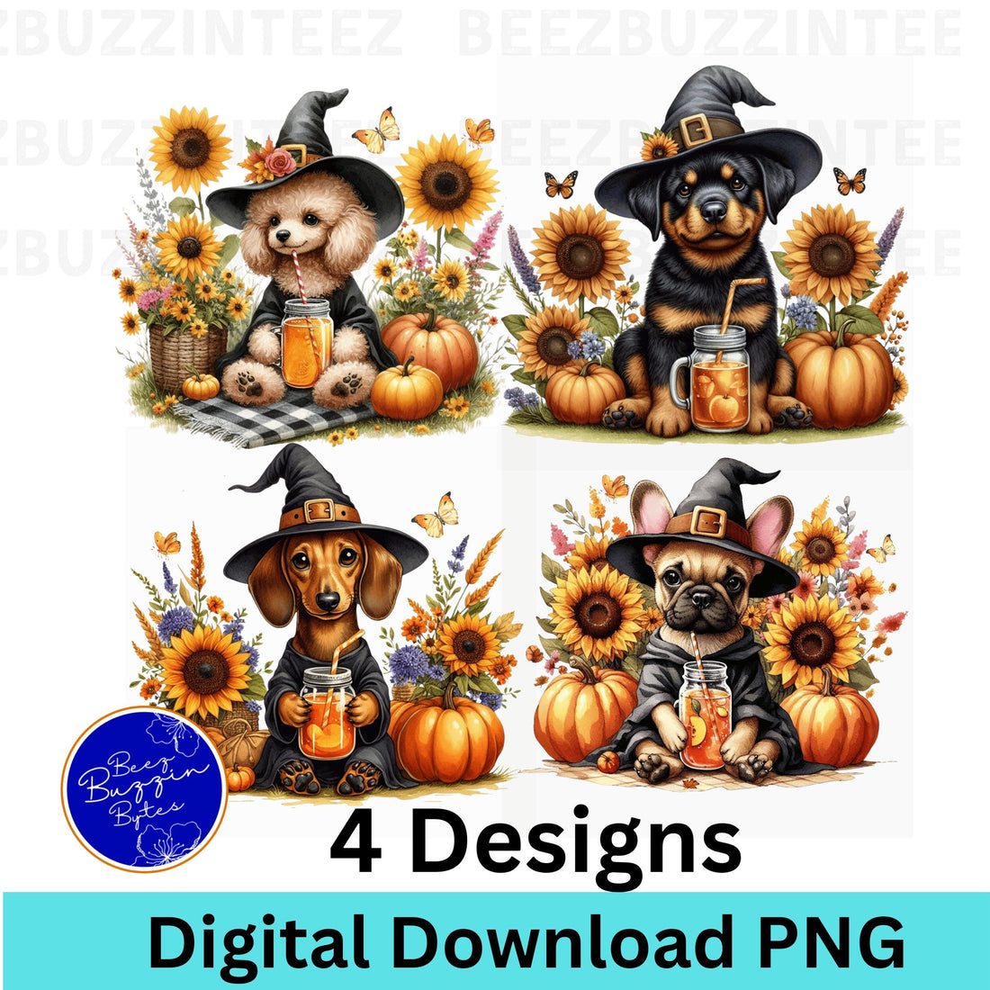 Adorable Halloween Dog Bundle (4) Design PNG Fall Thame