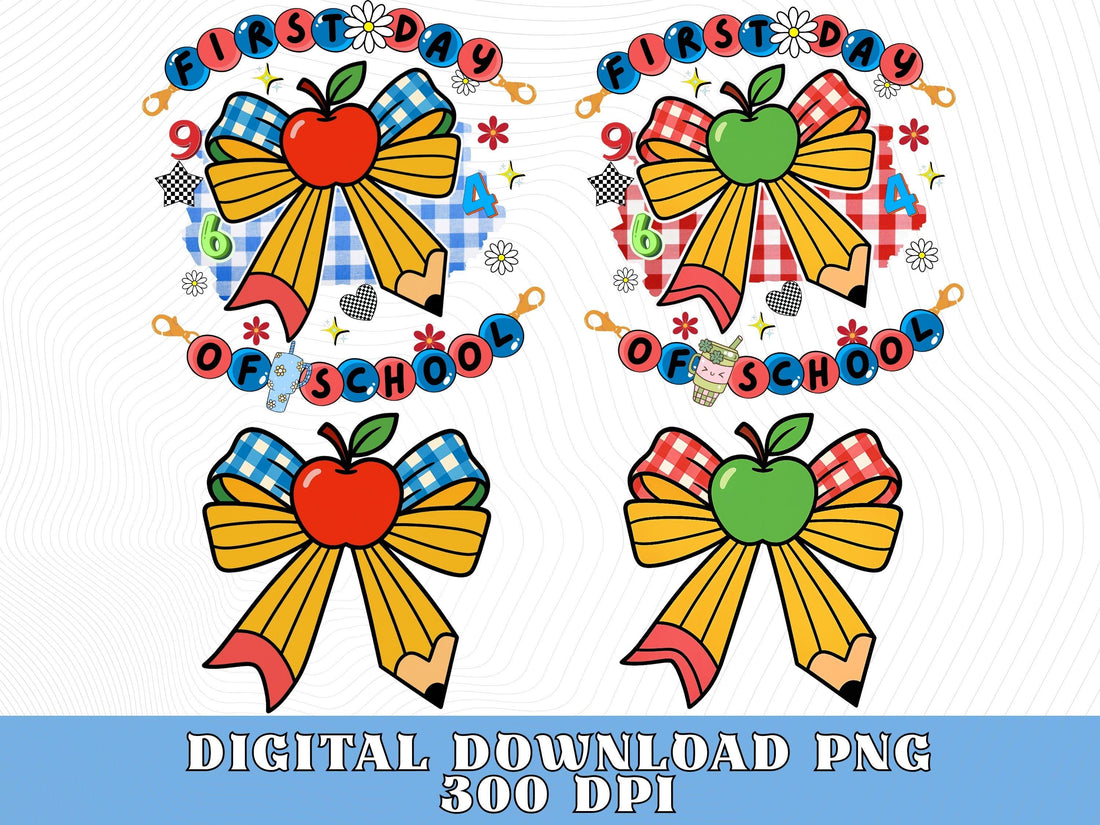 Cute First Day of School Pencil Bows Friendship Bracelet PNG