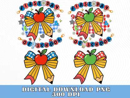 Cute First Day of School  Pencil Bows Friendship Bracelet PNG