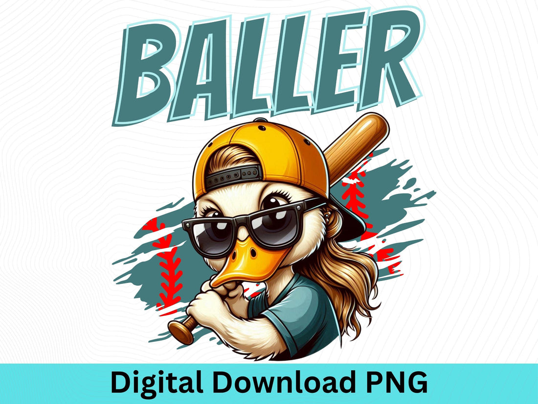 Baller Cool Girl Duck Softball PNG