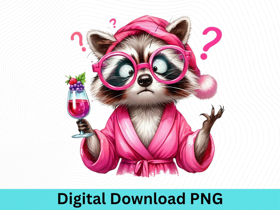 Funny Wacky Raccoon Wine PNG,