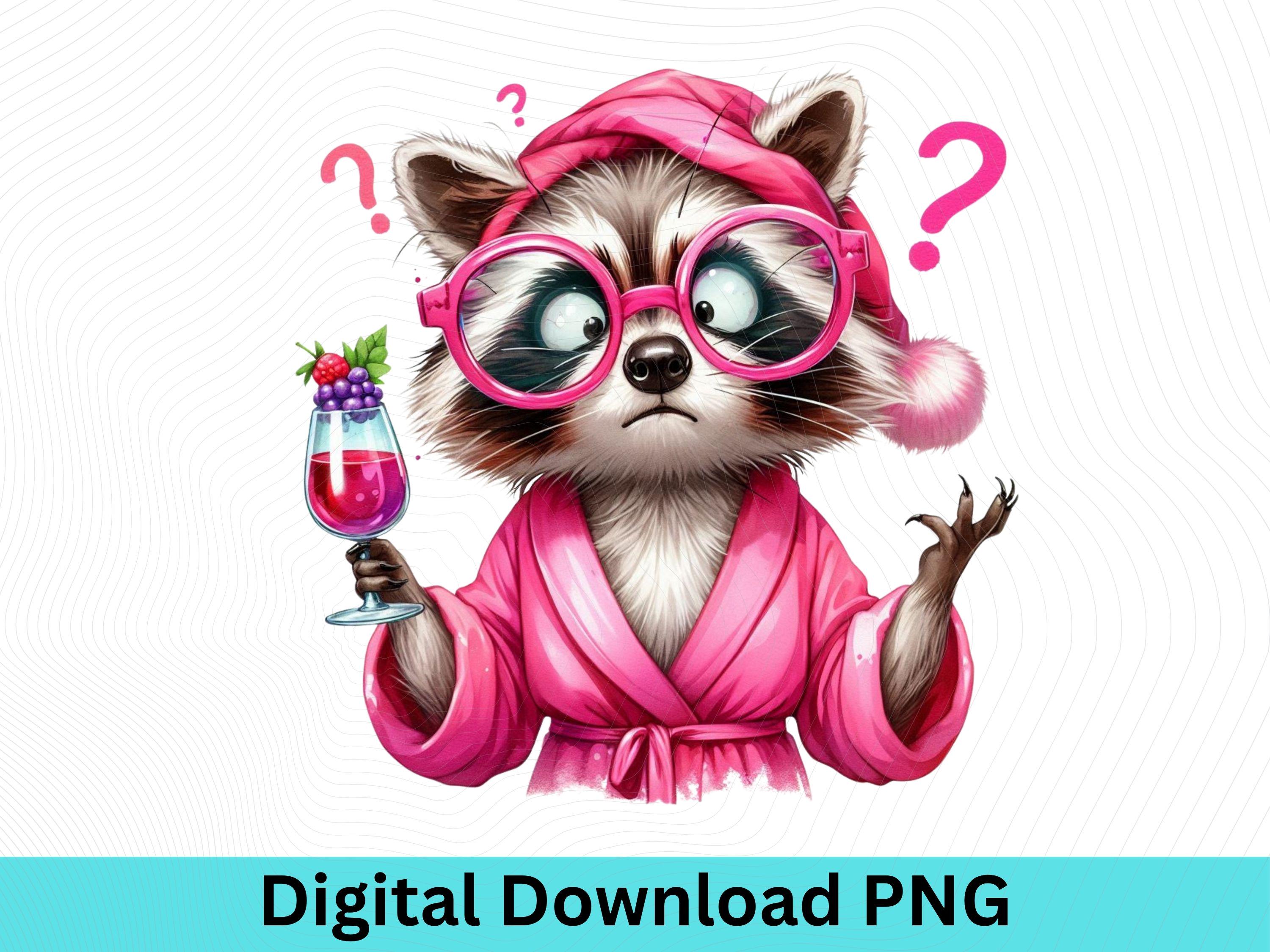 Funny  Wacky Raccoon Wine PNG,
