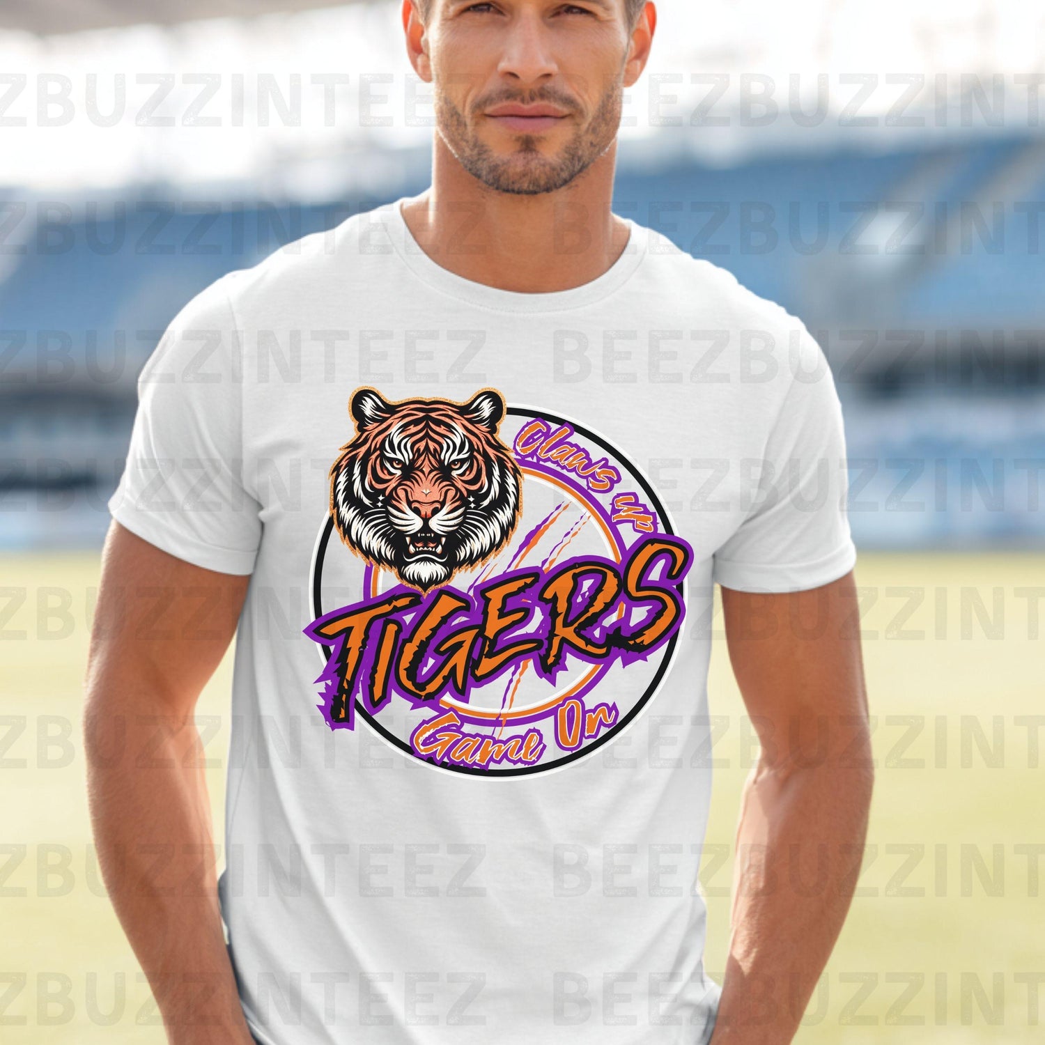 Tigers Claws Up Purple Circle Design PNG