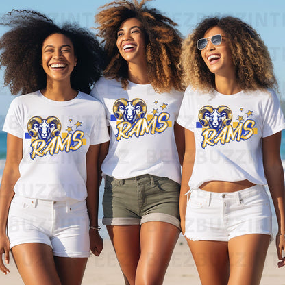 Rams Trendy Checker Design With Star Elements PNG