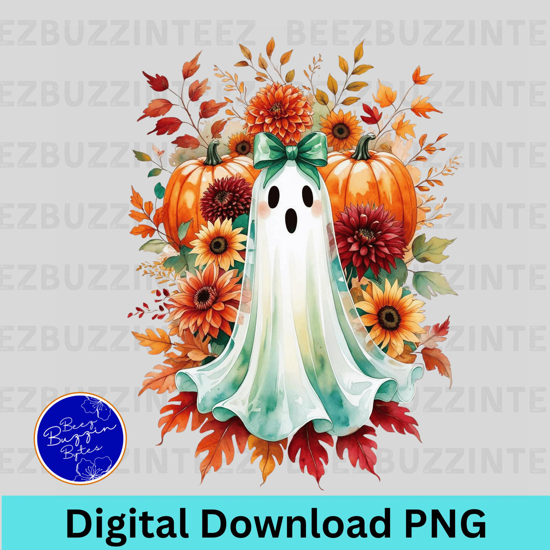 Halloween Pumpkin Coquette Bow Ghost PNG