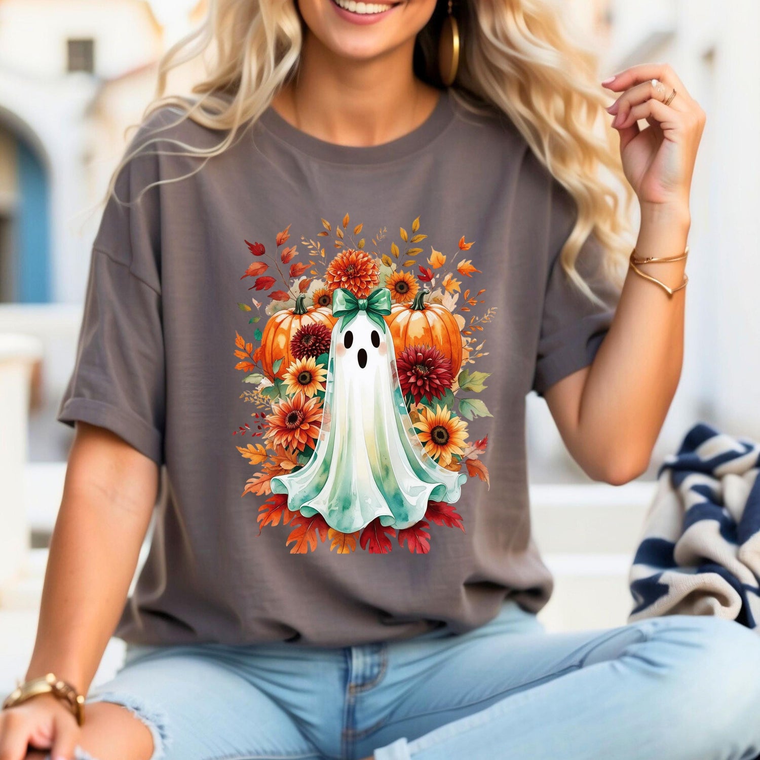 Halloween  Pumpkin Coquette Bow Ghost PNG