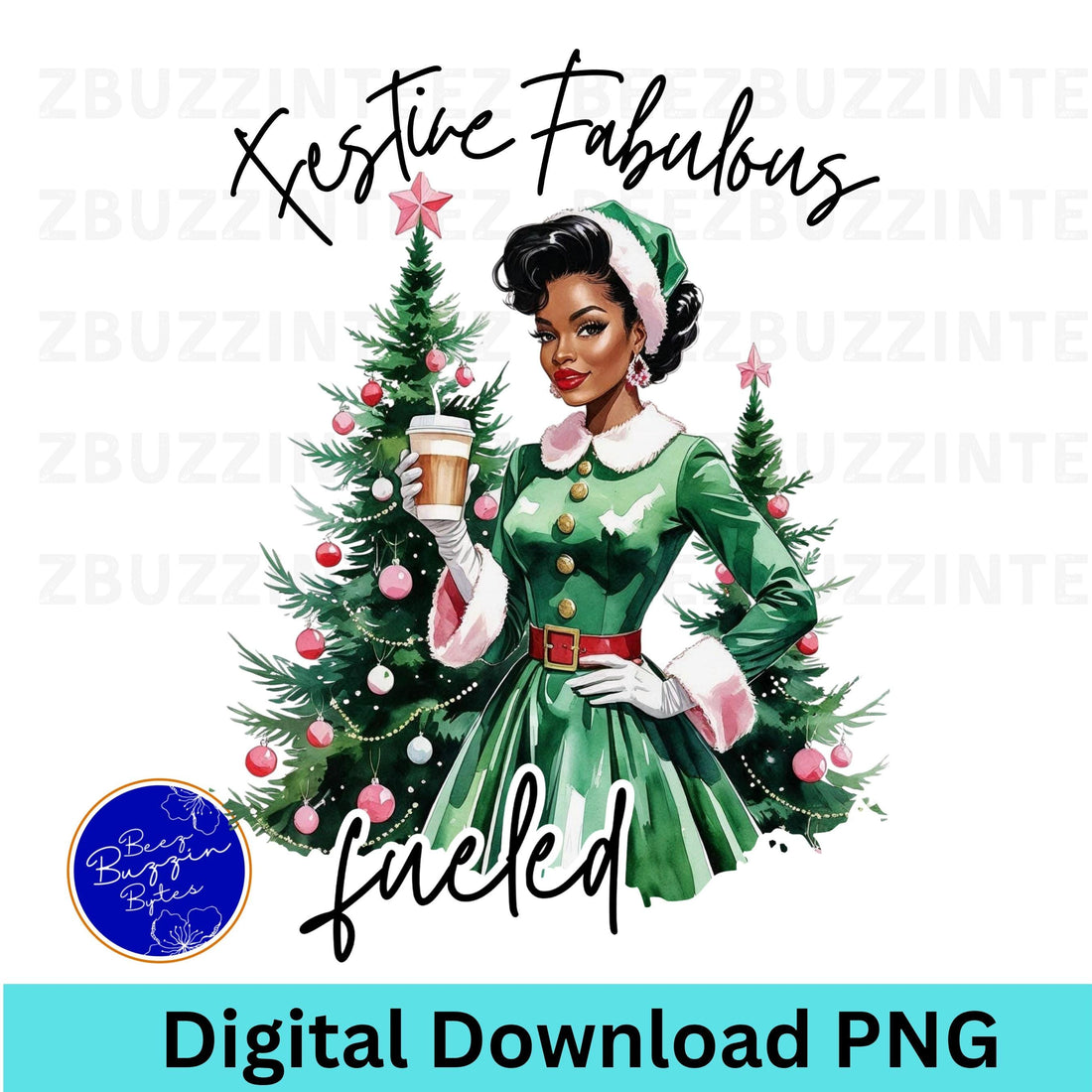 Festive Fabulous Fueled Melanin Coffee Lover PNG,