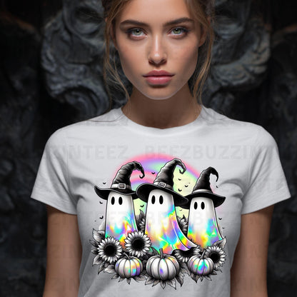 Holographic 3 Halloween Ghost PNG