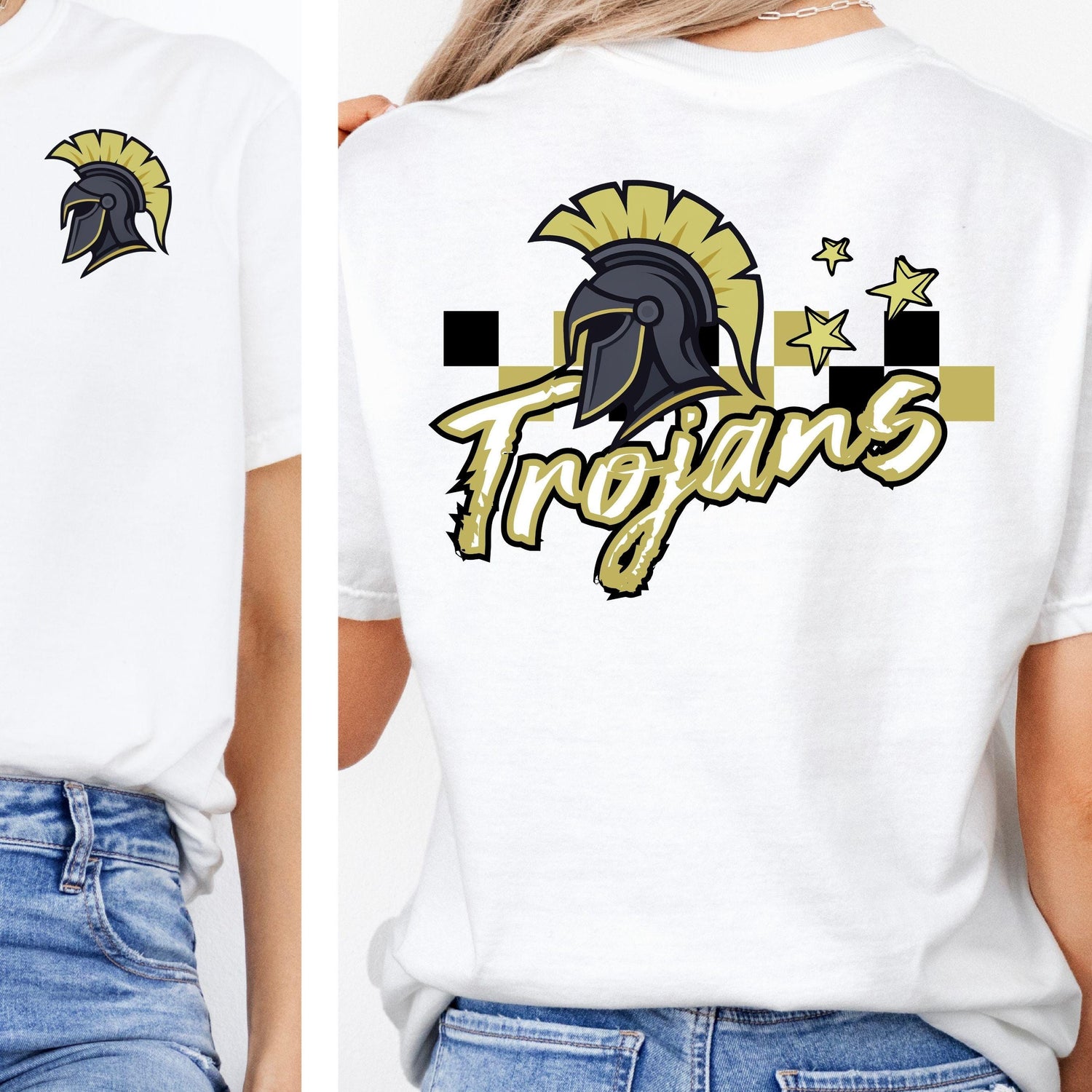 Trojans Football Checkered Design PNG