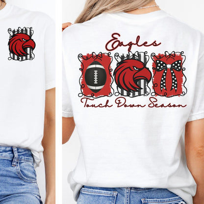 Eagles Red Black Coquette Bow Football Touch Down Season PNG