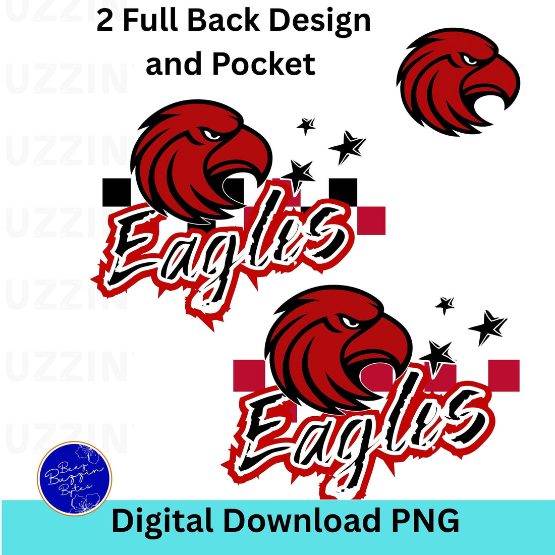 Eagles Checker Star Pattern 2 Design Light Dark PNG